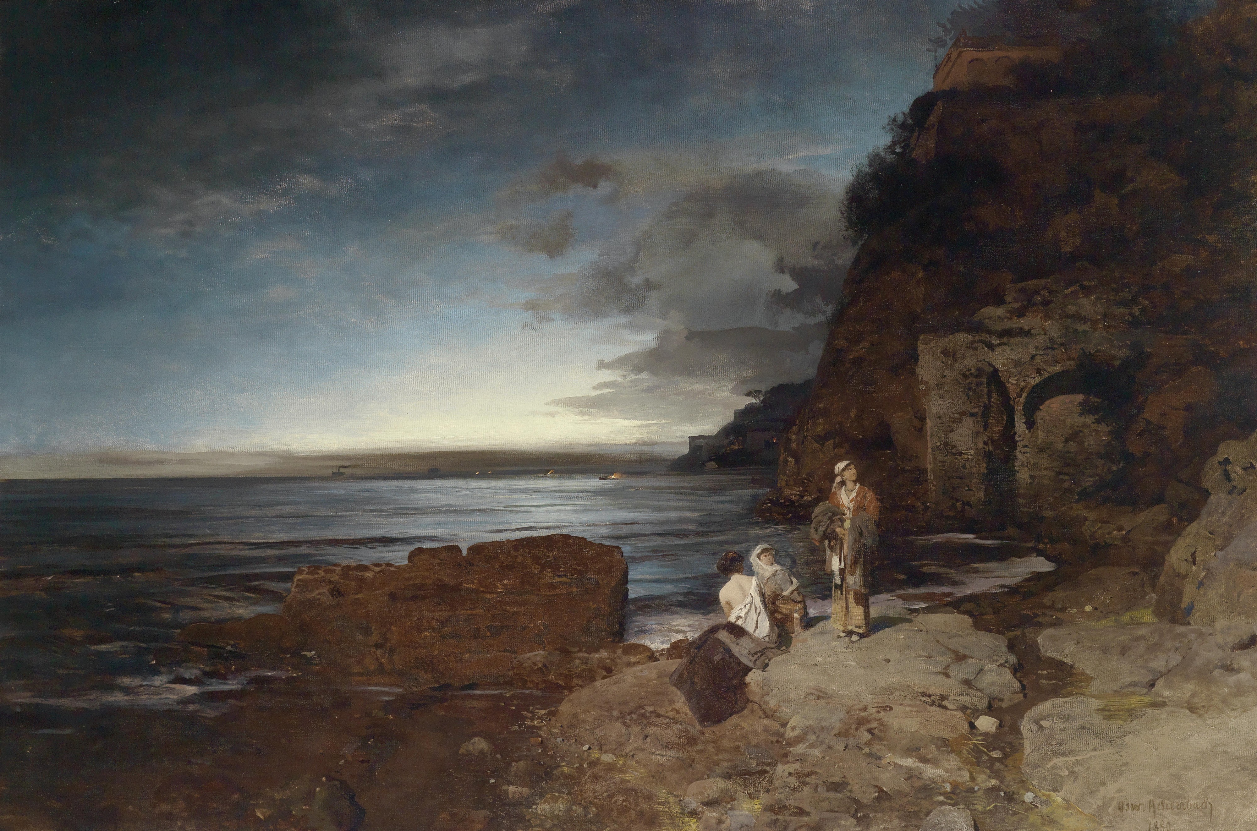 Oswald Achenbach Abend an der Küste 1880