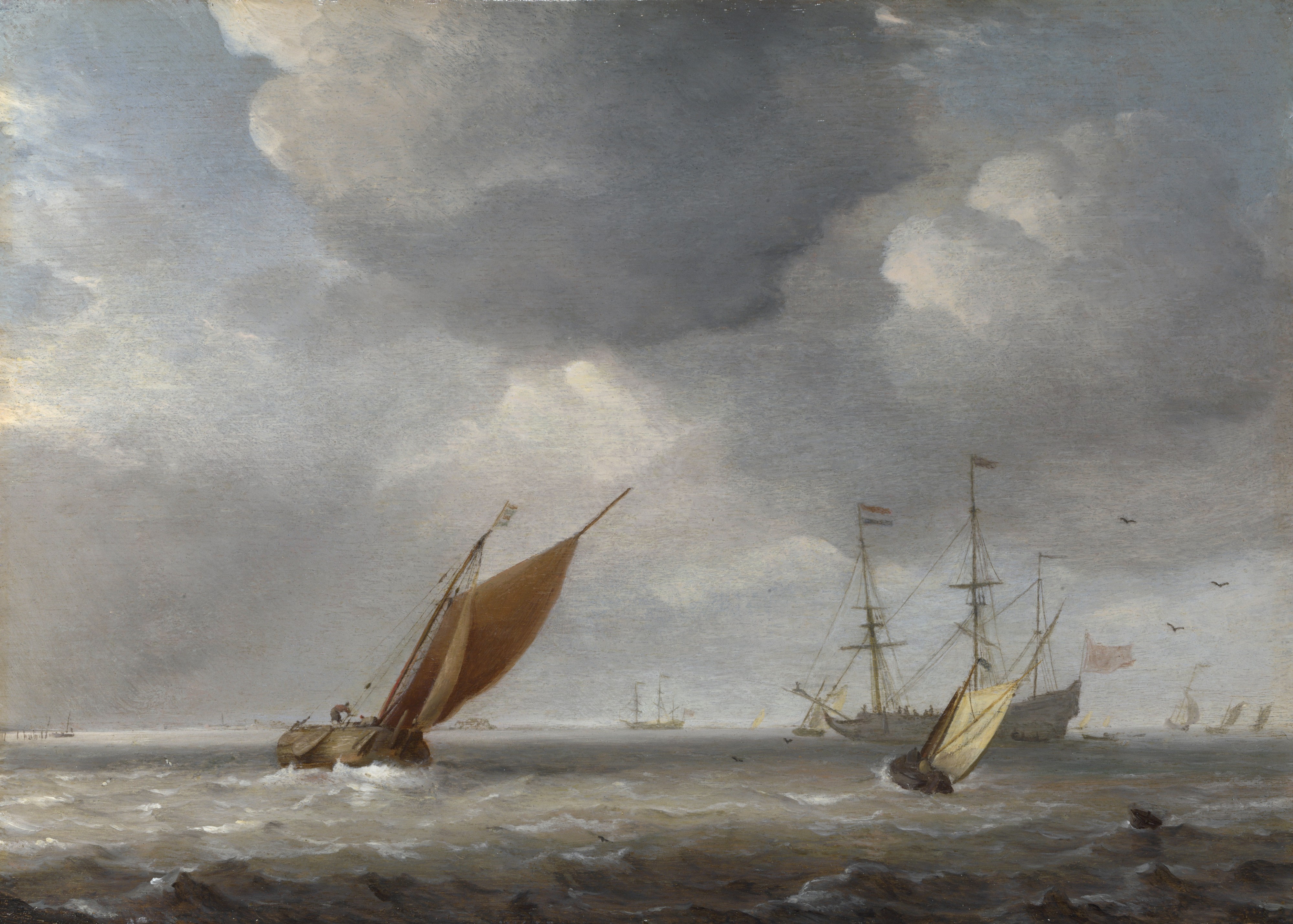 Willem van de Velde II (Studio of) - Small Dutch Vessels in a Breeze