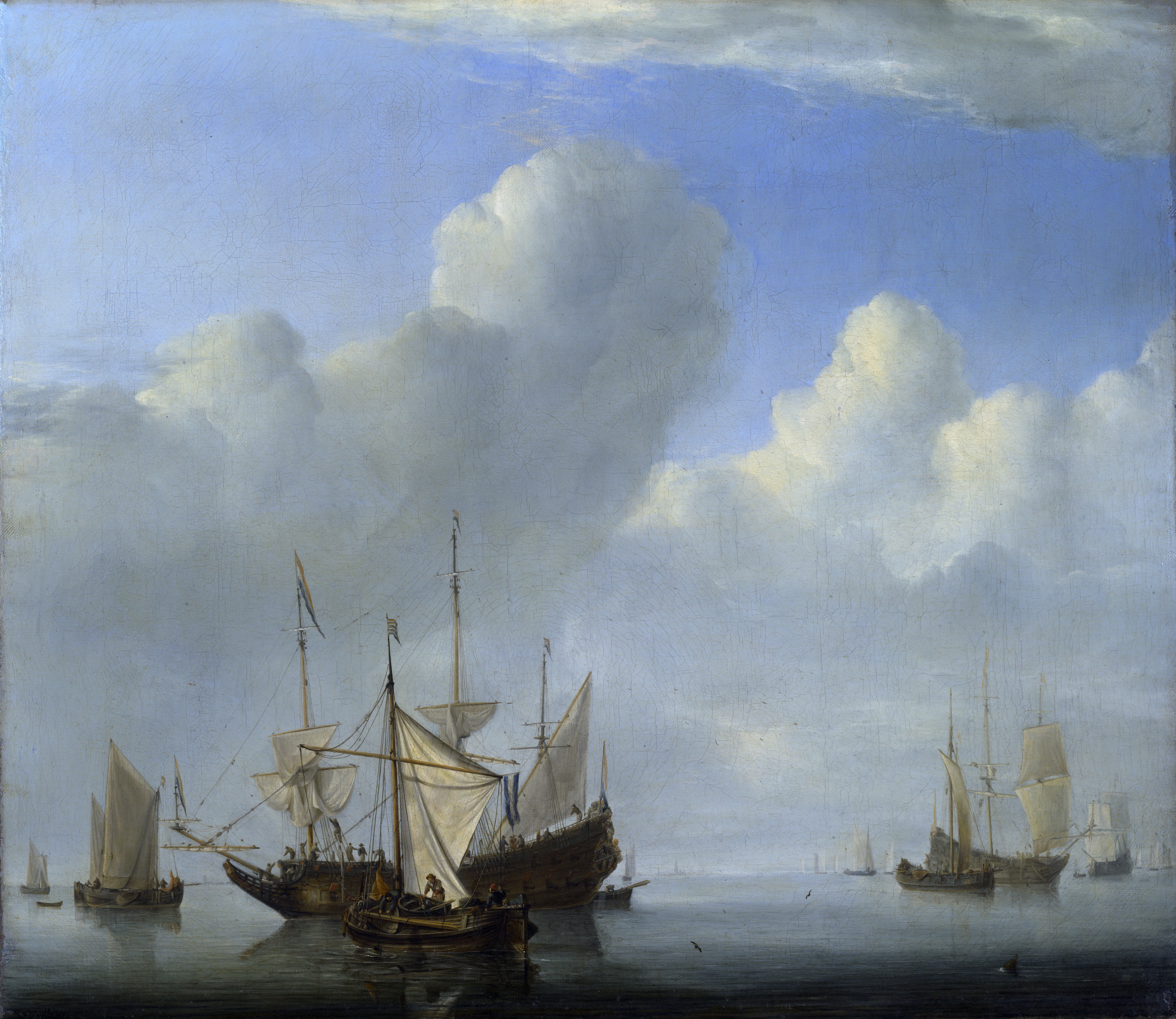 Willem van de Velde II - A Dutch Ship coming to Anchor