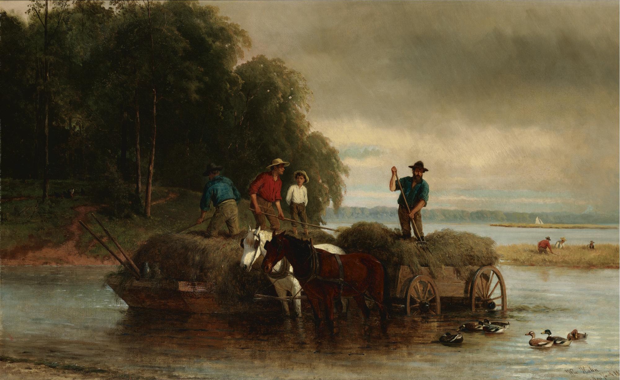 William Hahn - Gathering sedge, Shrewsbury River, New Jersey