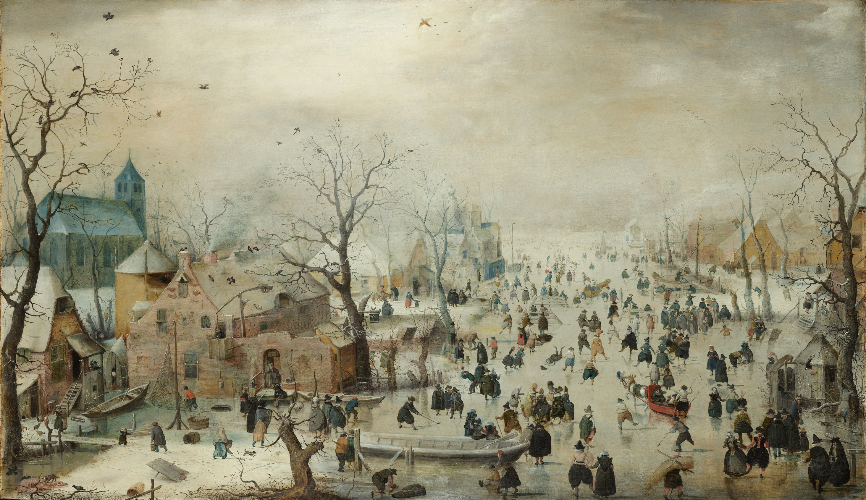 Winterlandschap met schaatsers Rijksmuseum SK-A-1718