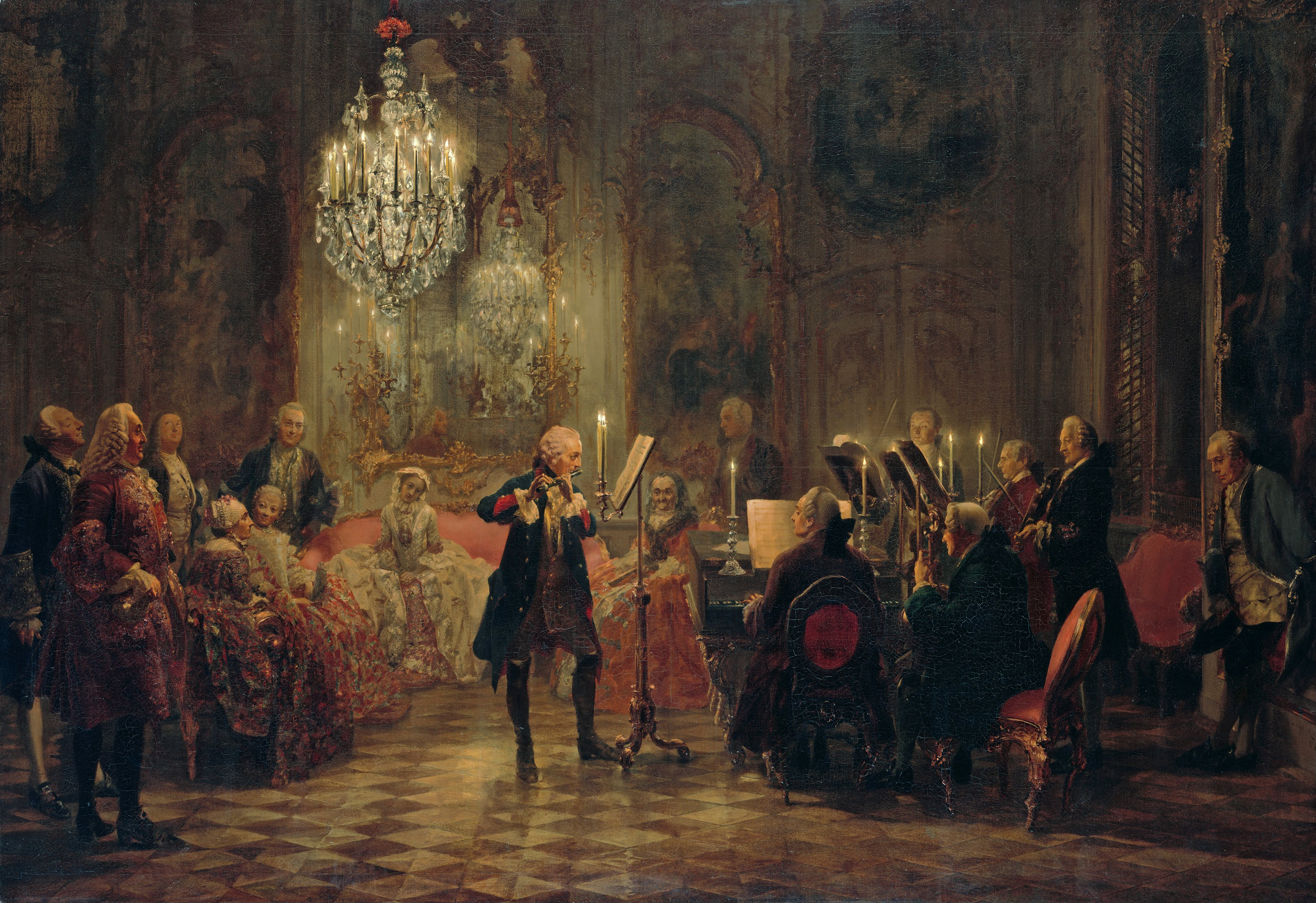 Adolph Menzel - Flötenkonzert Friedrichs des Großen in Sanssouci - Google Art Project
