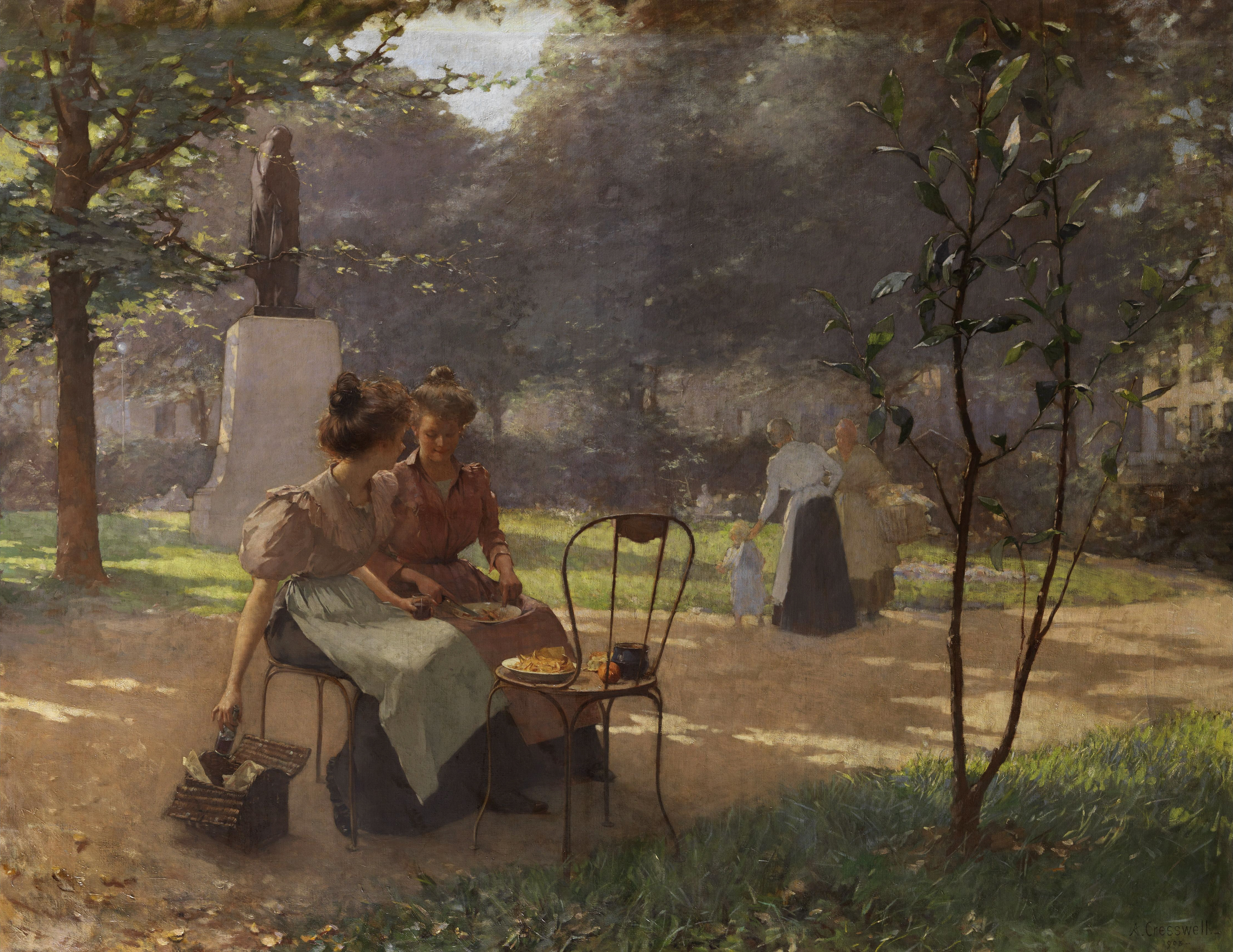 Albert Cresswell Zwei junge Mädchen im Park 1903