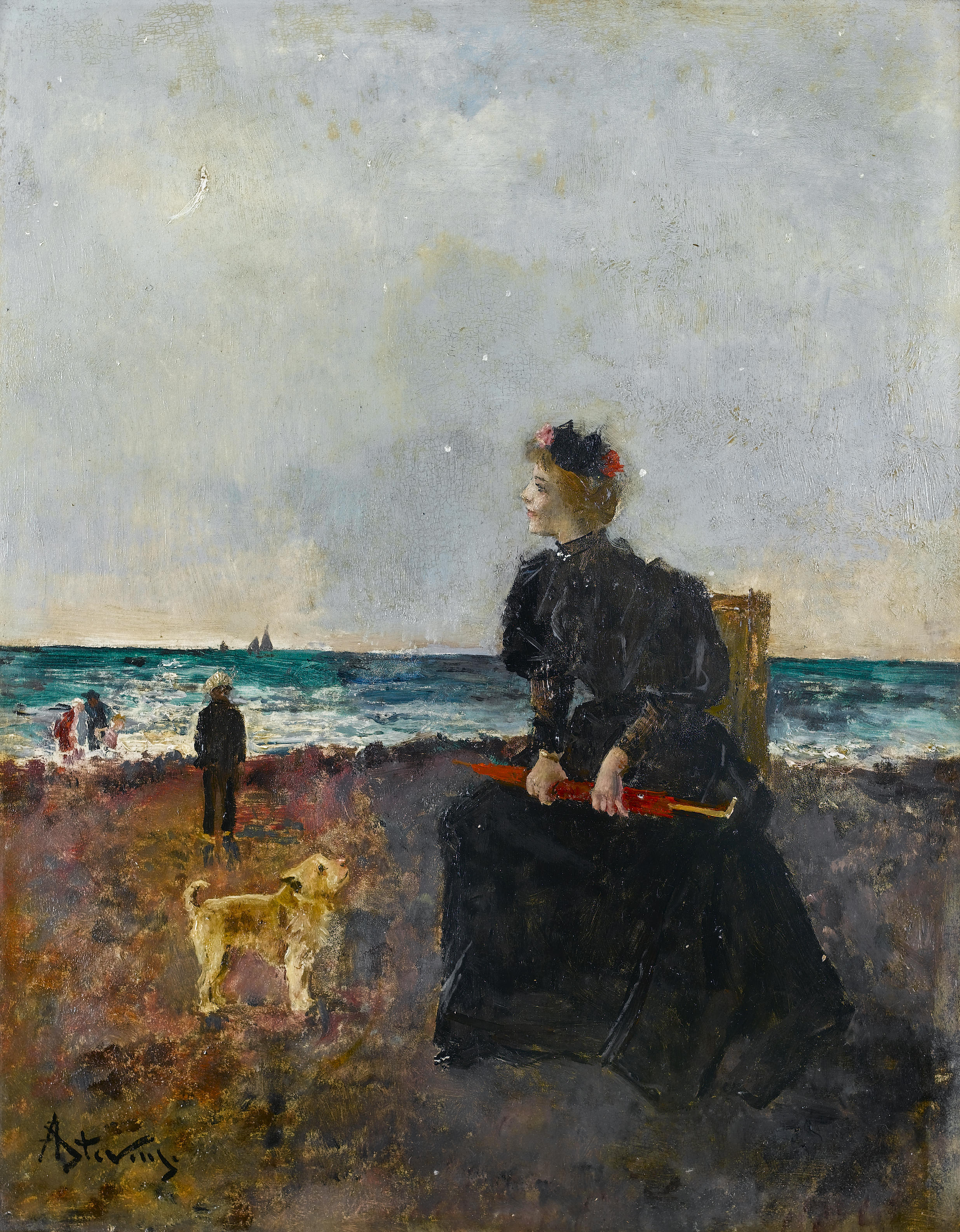 Alfred Stevens Femme assise sur la plage