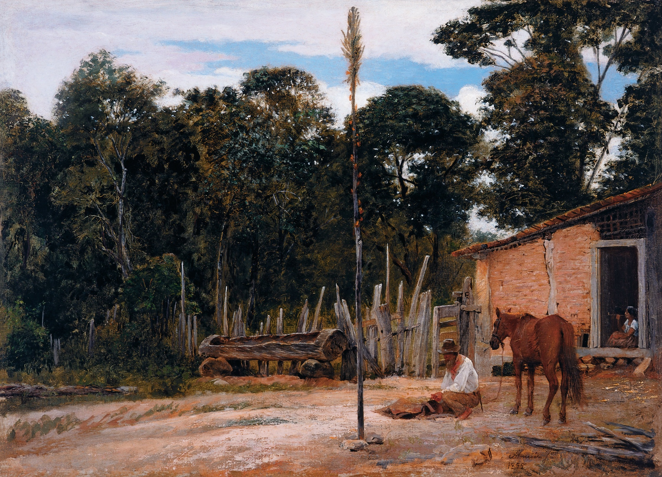 Almeida Júnior - Apertando o Lombilho, 1895