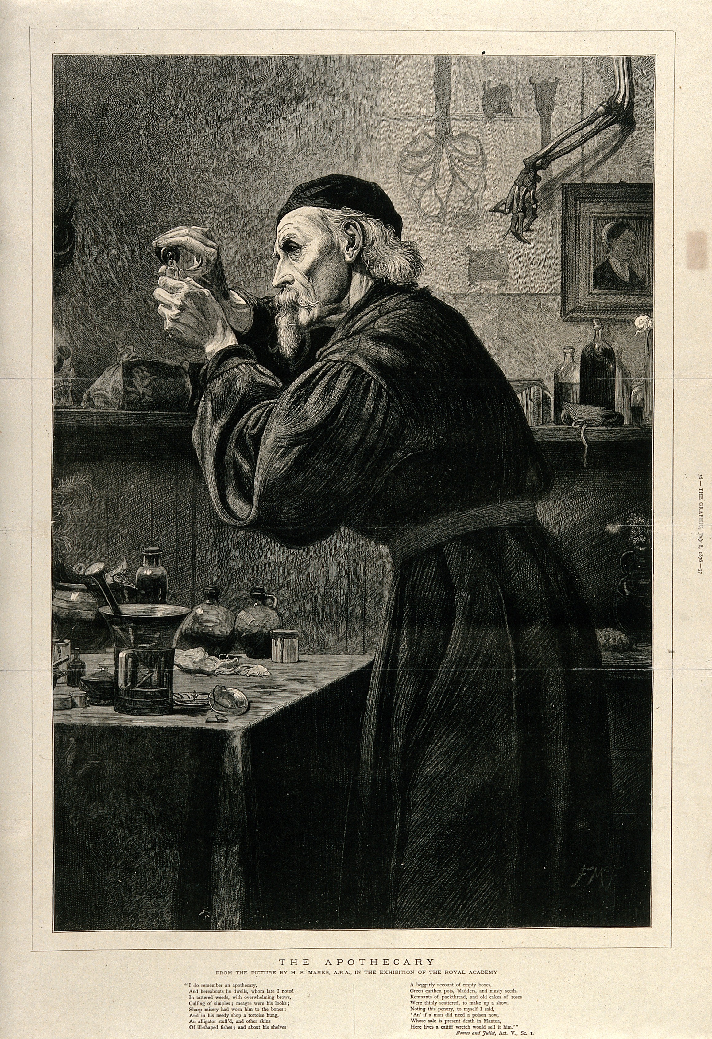 An apothecary in his laboratory concocting a mixture. Wood e Wellcome V0010843
