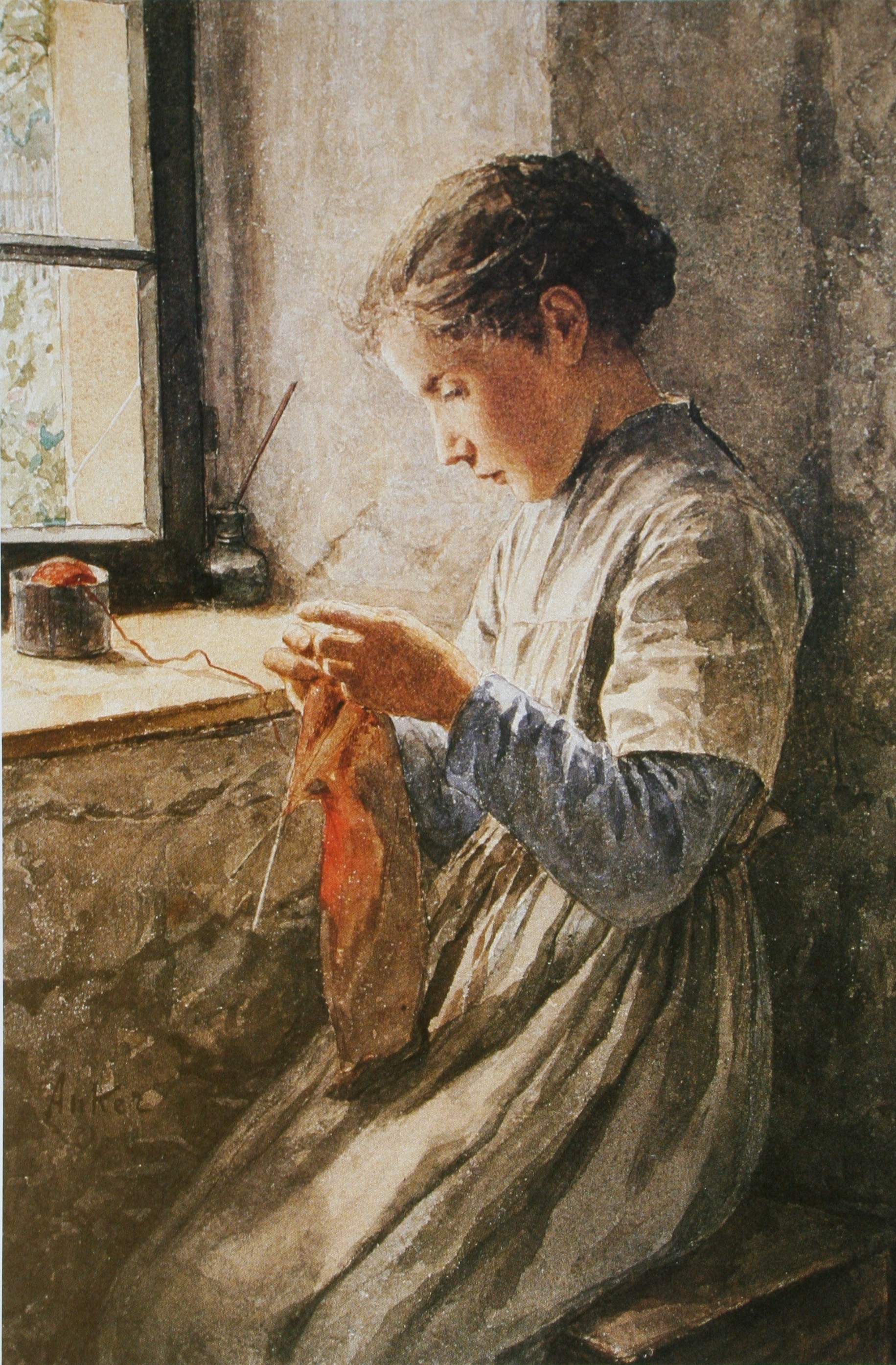 Anker Mädchen vor Fensternische