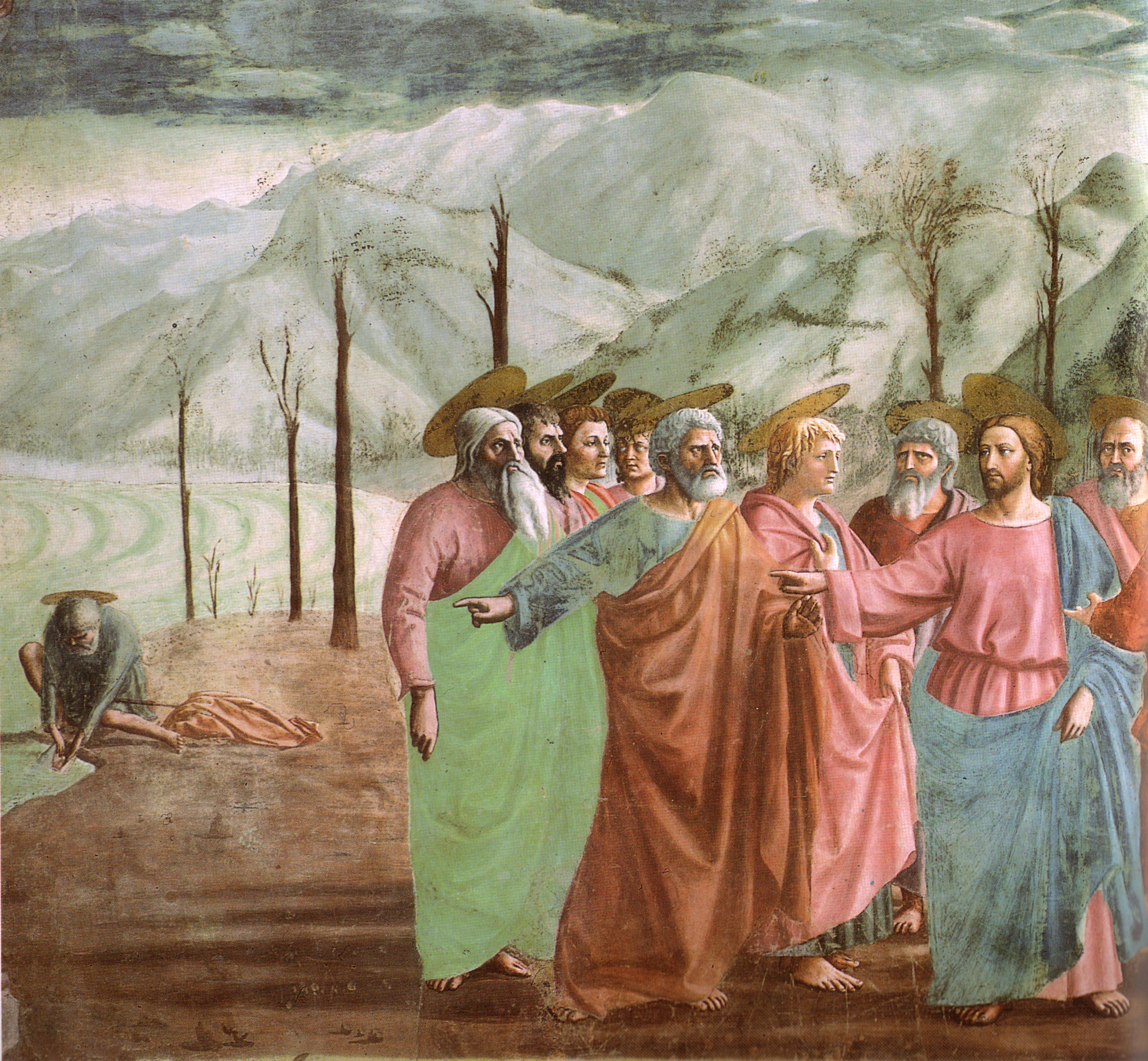Cappella brancacci, Pagamento del tributo, dettaglio 2 (restaurato), Masaccio