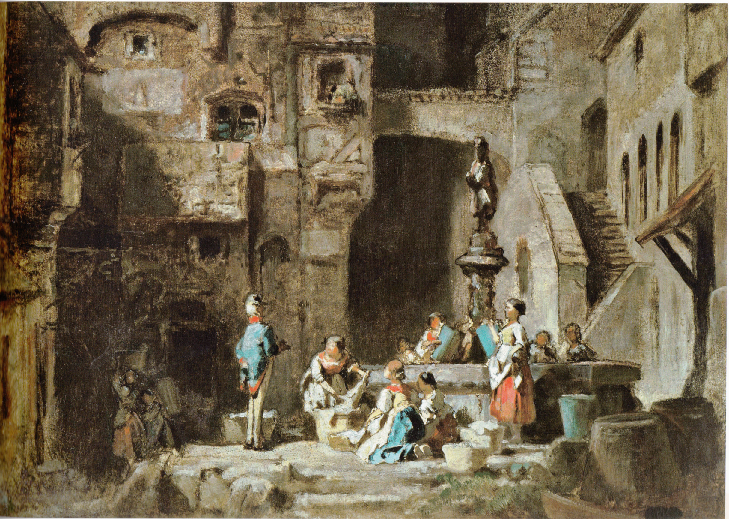 Carl Spitzweg - Wäscherinnen am Brunnen