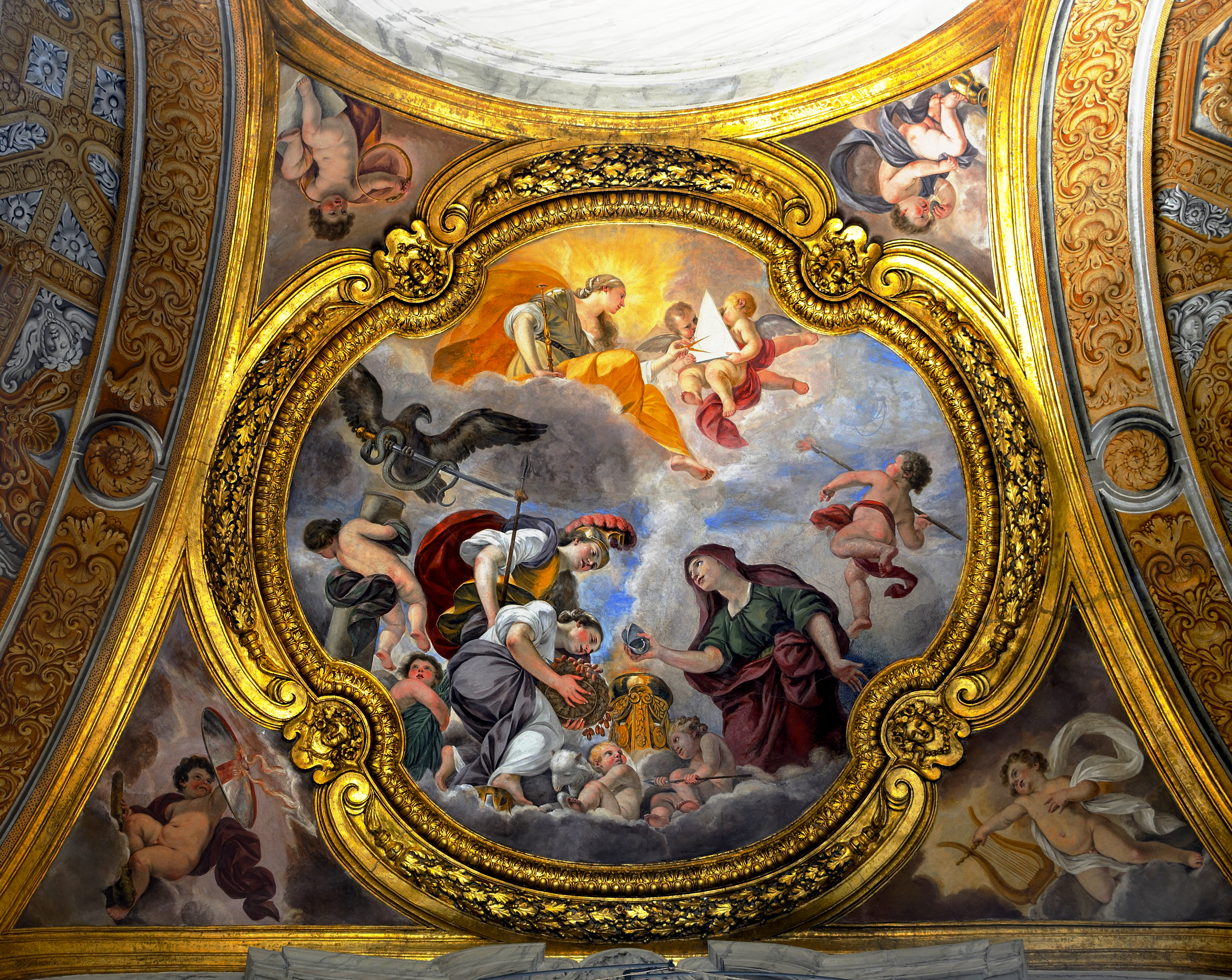 Ceiling on left San Carlo al Corso (Rome)