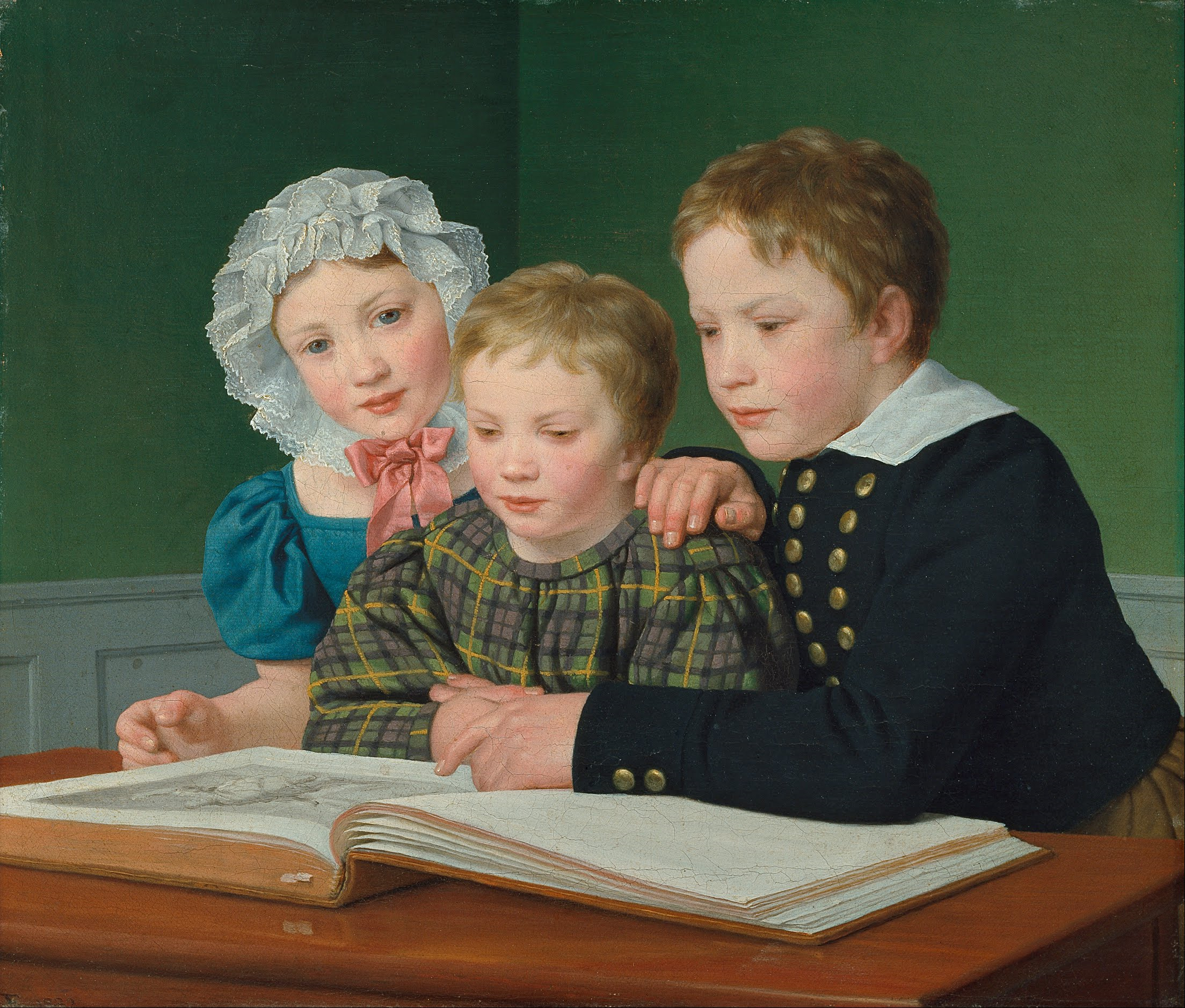 Christoffer Wilhelm Eckersberg - Portrait of C.F. Holm's children. Adam Vilhelm, Pauline Frederikke and Johan Chr. Julius - Google Art Project