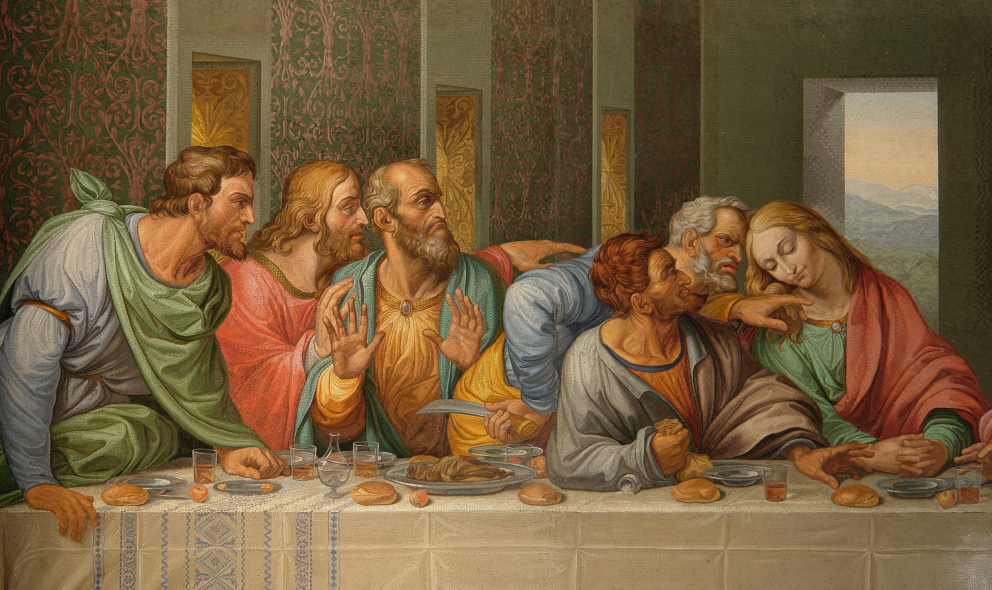 Detail of the Da Vinci's The Last Supper by Giacomo Raffaelli, Vienna