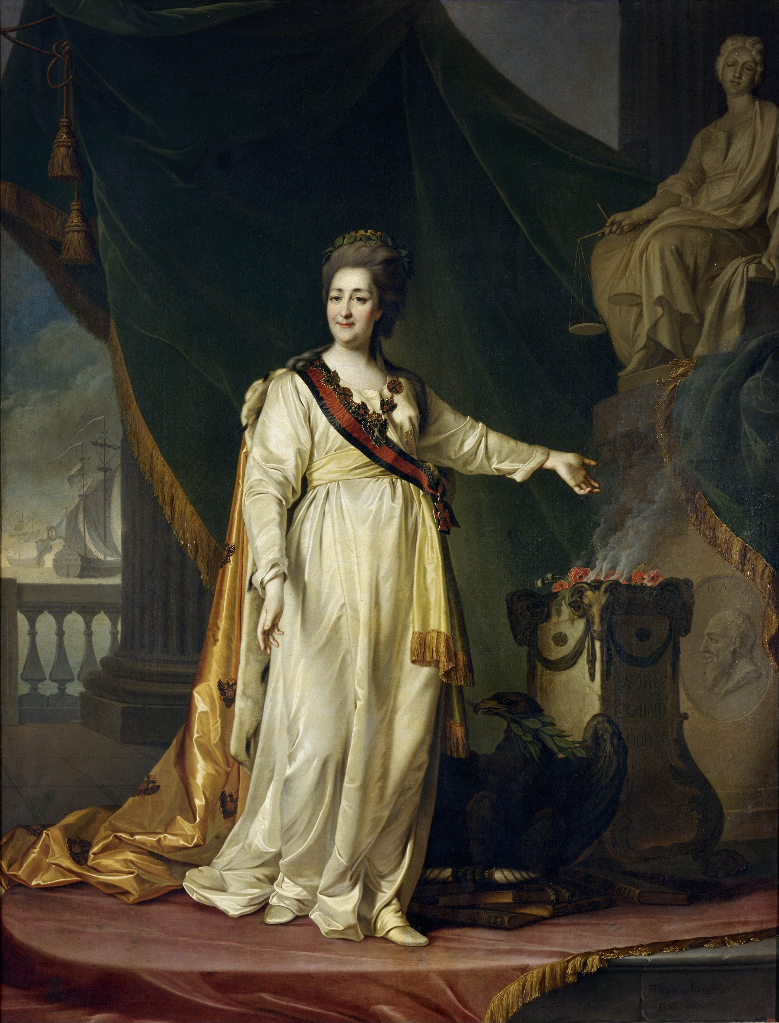 Dmitry Levitsky - Portrait of Catherine II the Legislatress in the Temple of the Goddess of Justice - Google Art Project