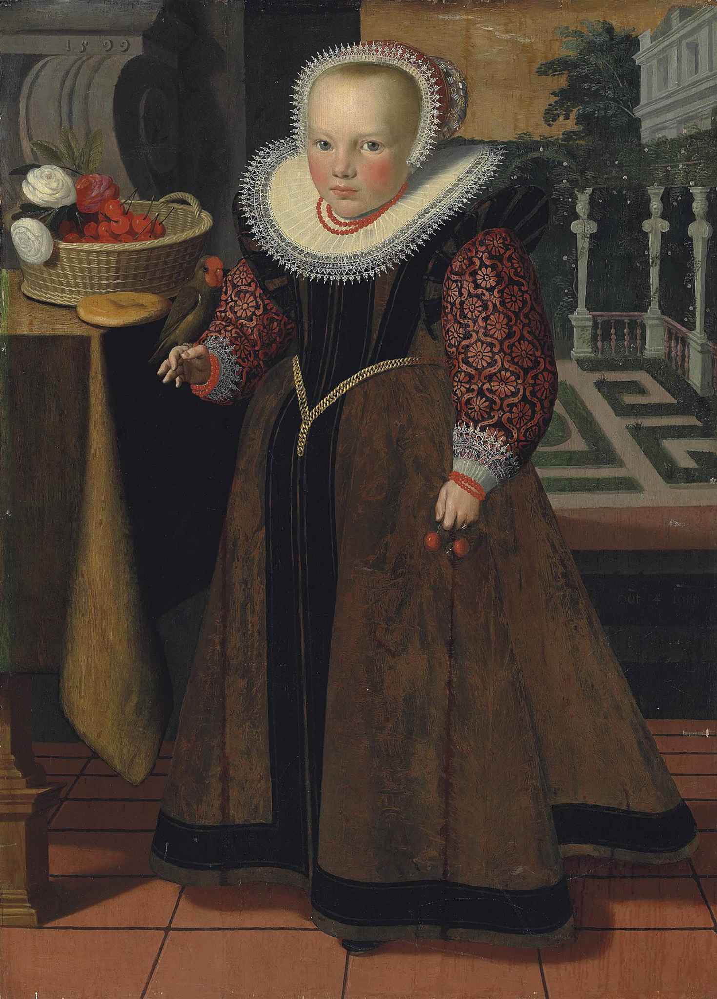 Dutch School Portrait of a Girl Aged 4 1599