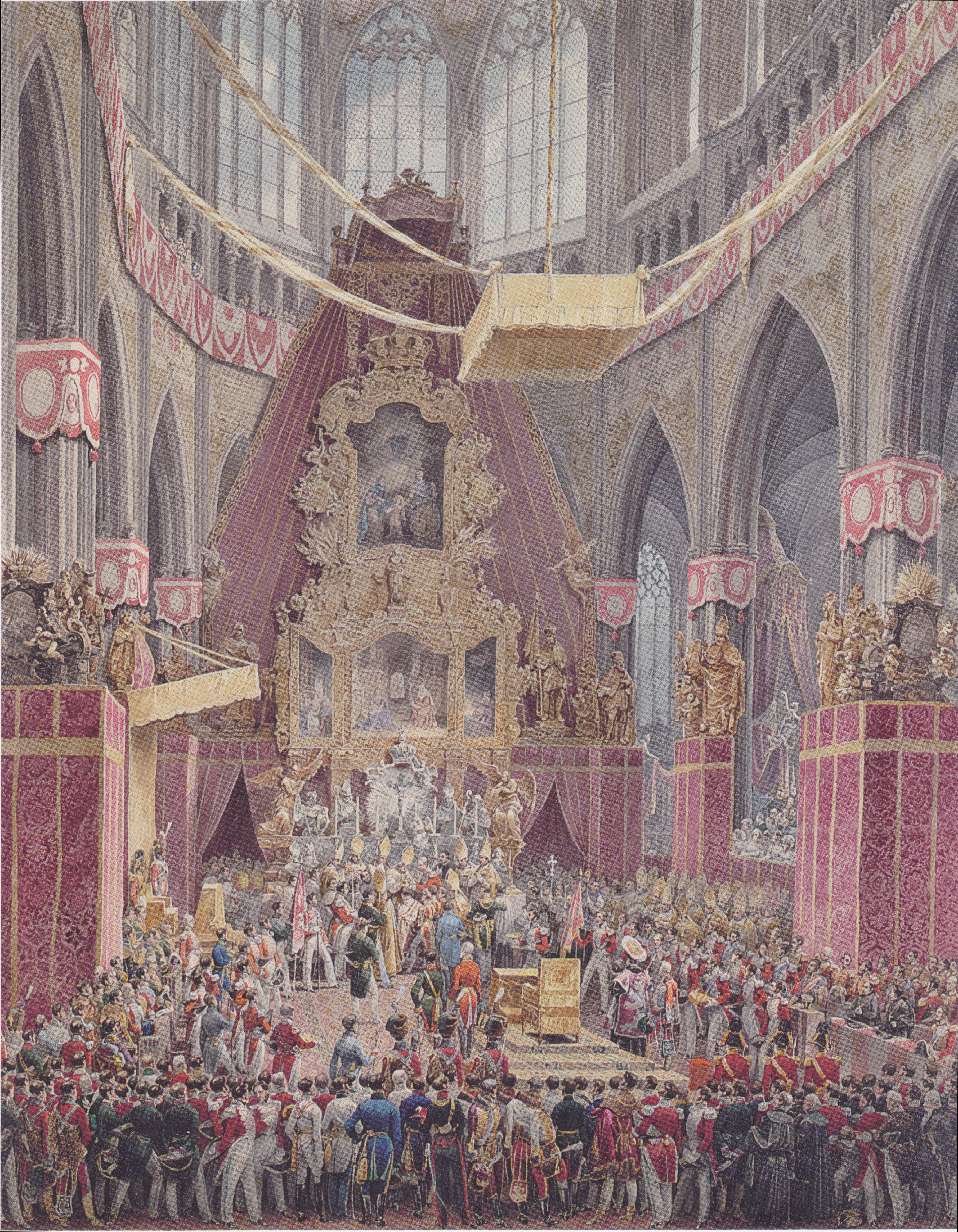 Eduard Gurk - Die Krönung Kaiser Ferdinands 1 im Dom zu Prag - ca 1838