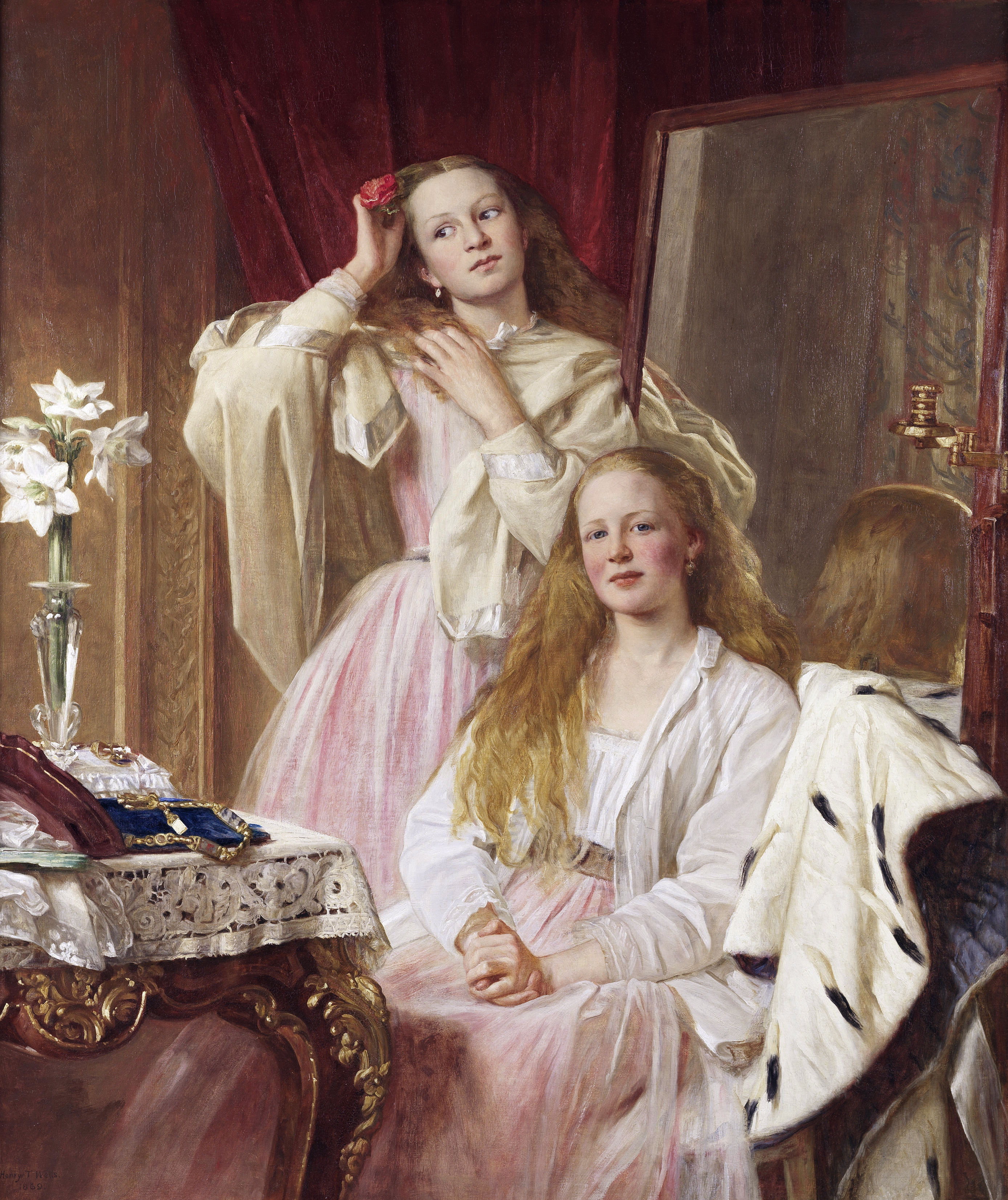 Emma and Federica Bankes of Soughton Hall, by Henry Tanworth Wells