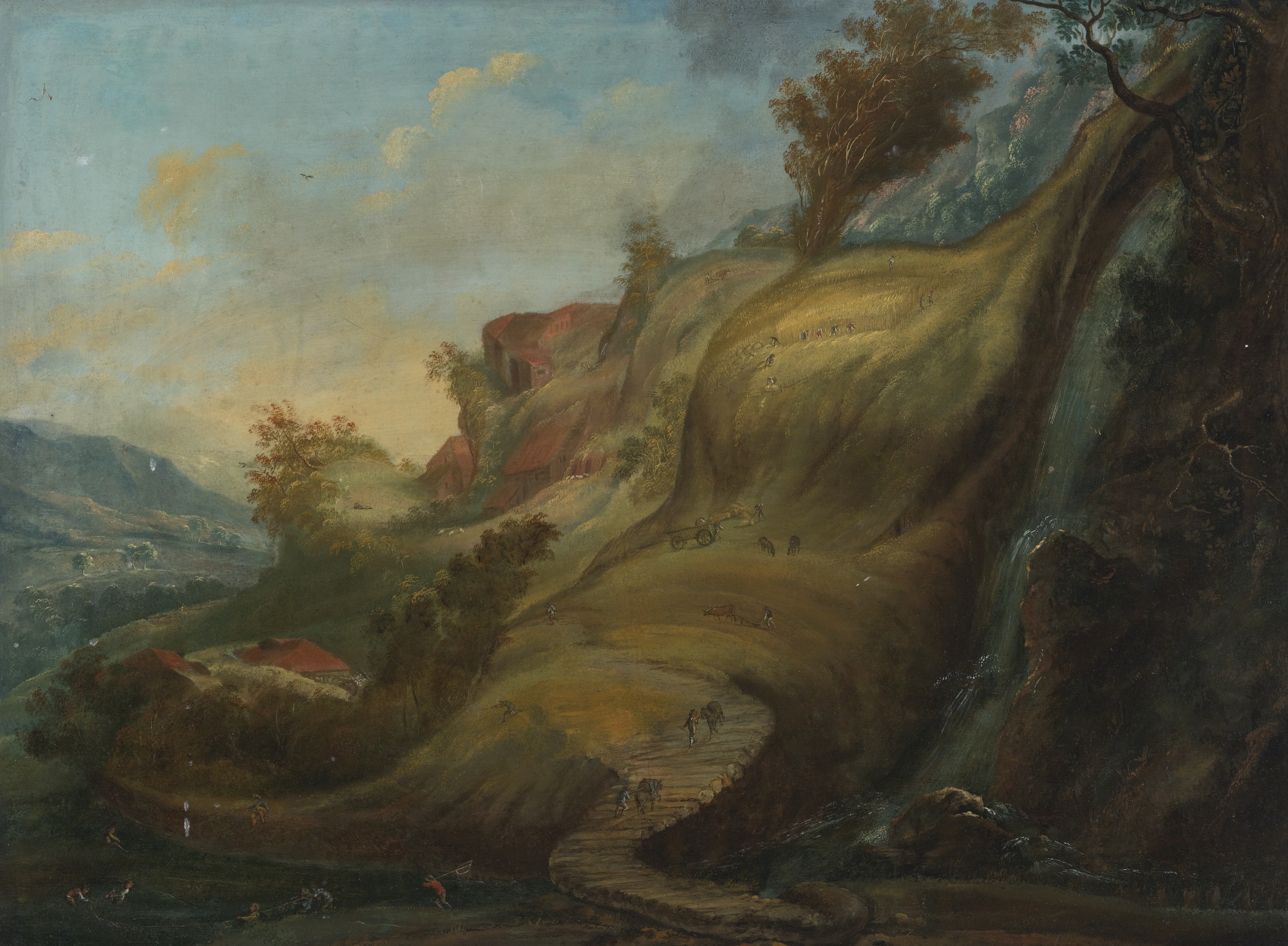 Flemish School, Early 17th Century A Hilly Landscape with an anthropomorphic Design