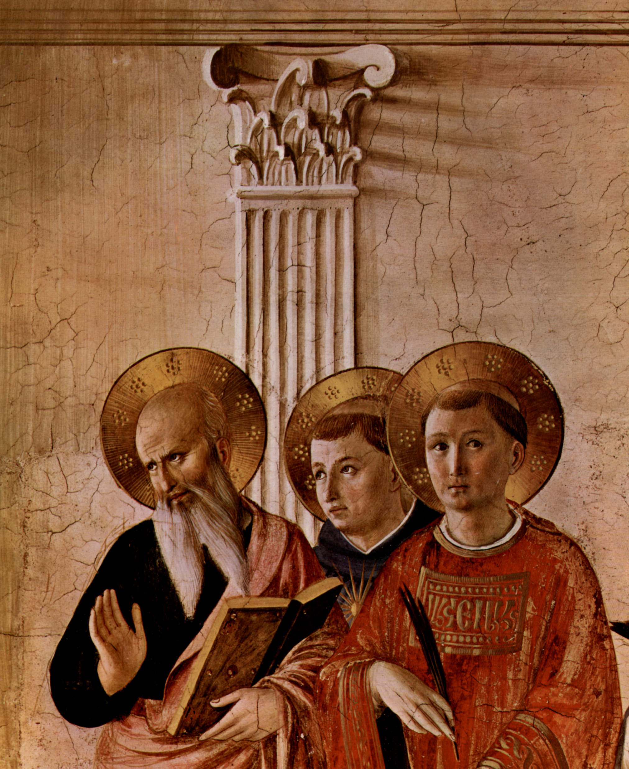 Evangelist Johannes, Thomas v. Aquin, Märtyrer Laurentius by Fra Angelico