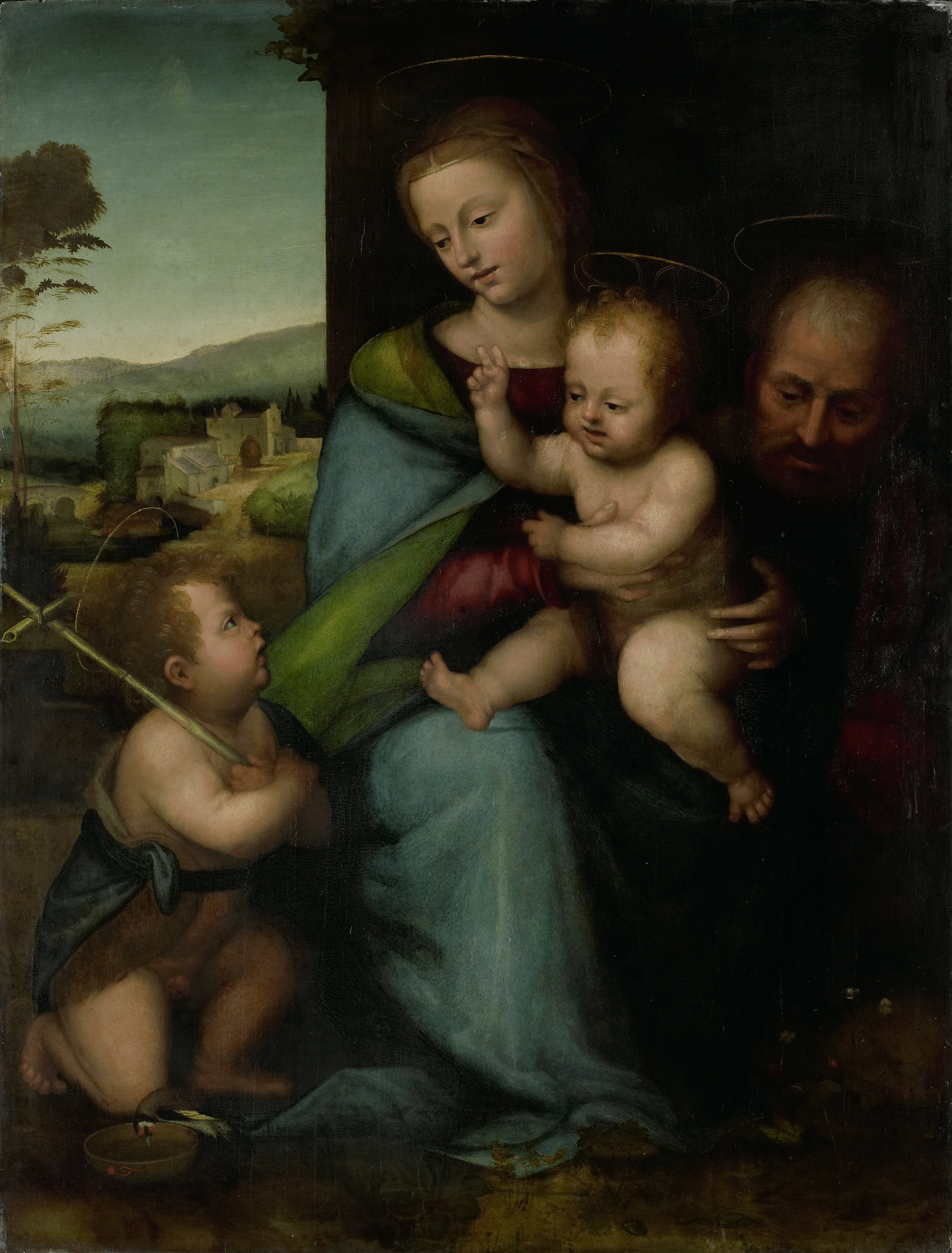 Fra Bartolomeo - De heilige familie met de kleine Johannes
