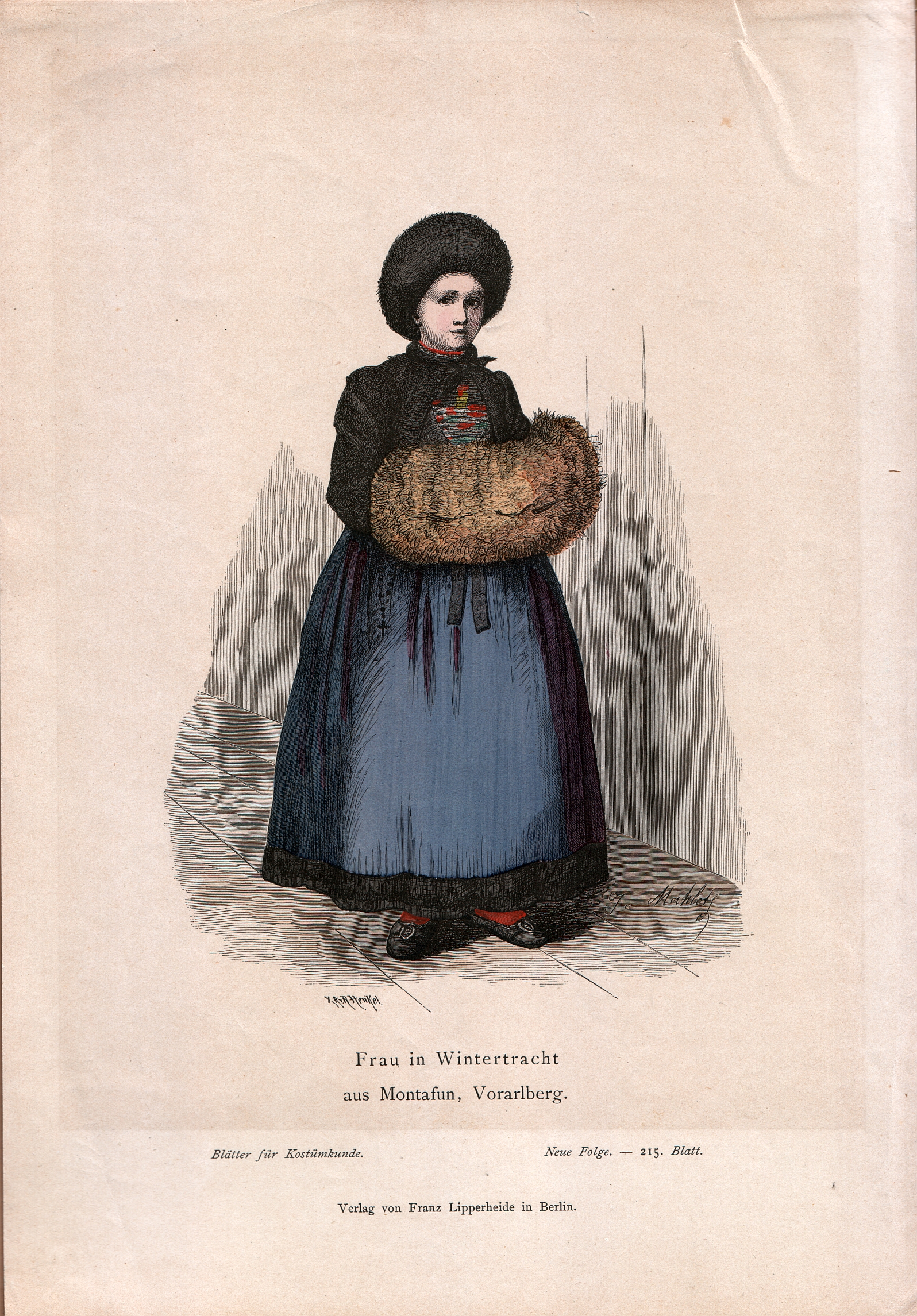Frau in Wintertracht aus Montafon, Vorarlberg