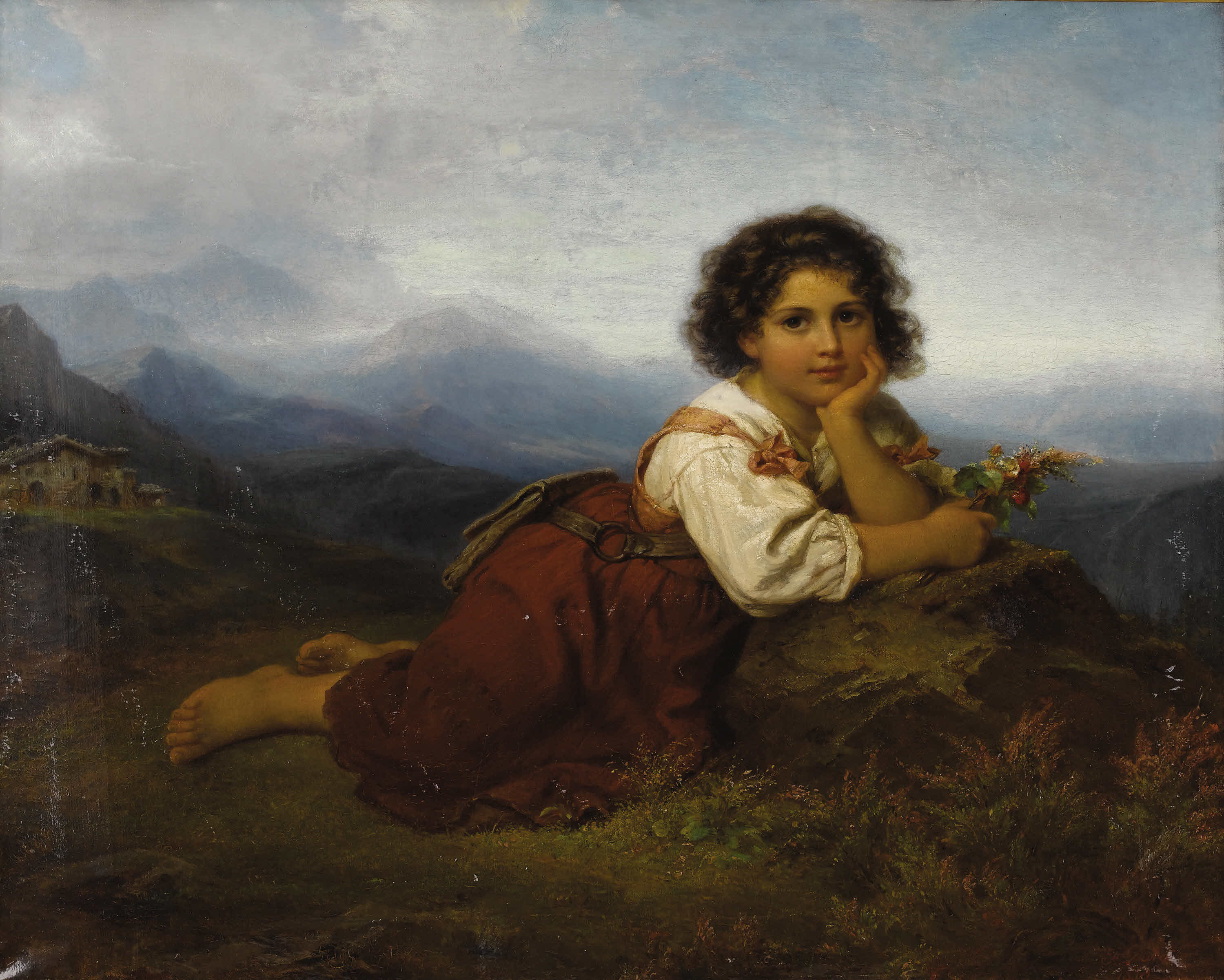 Friedrich Dürck - Junges Mädchen mit Blumen (1873)