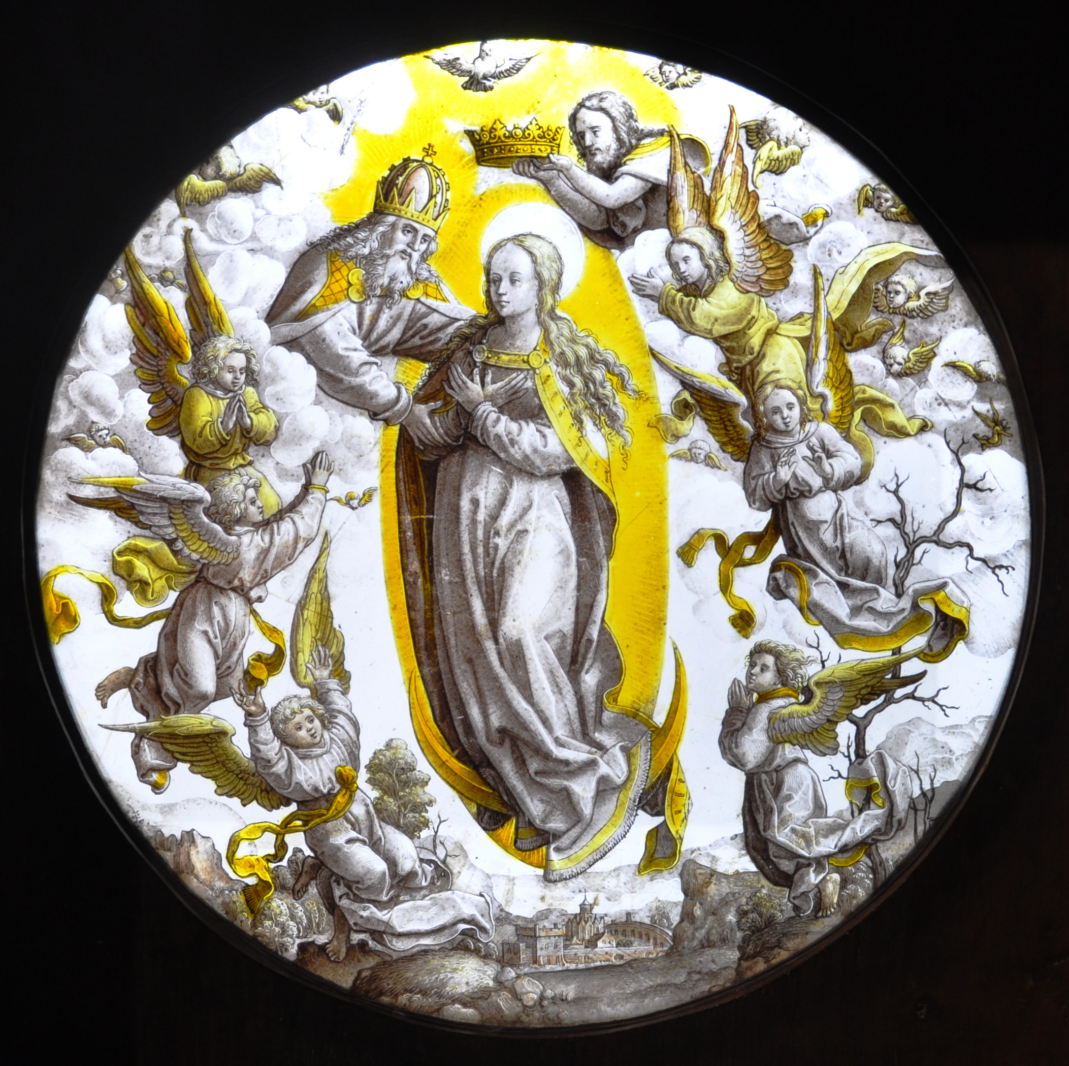 Glasscheibe Marienkrönung