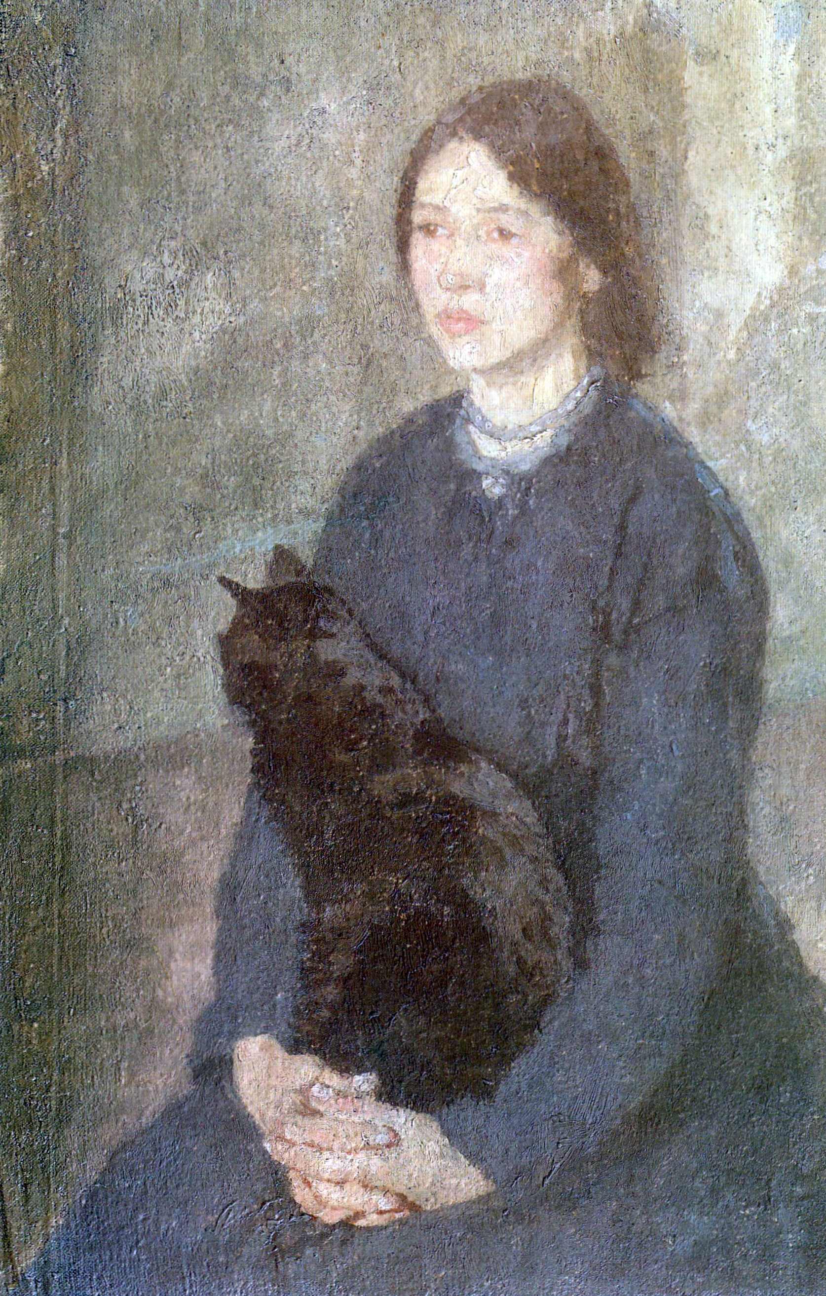 Gwen John - Young Woman Holding a Black Cat (Tate)