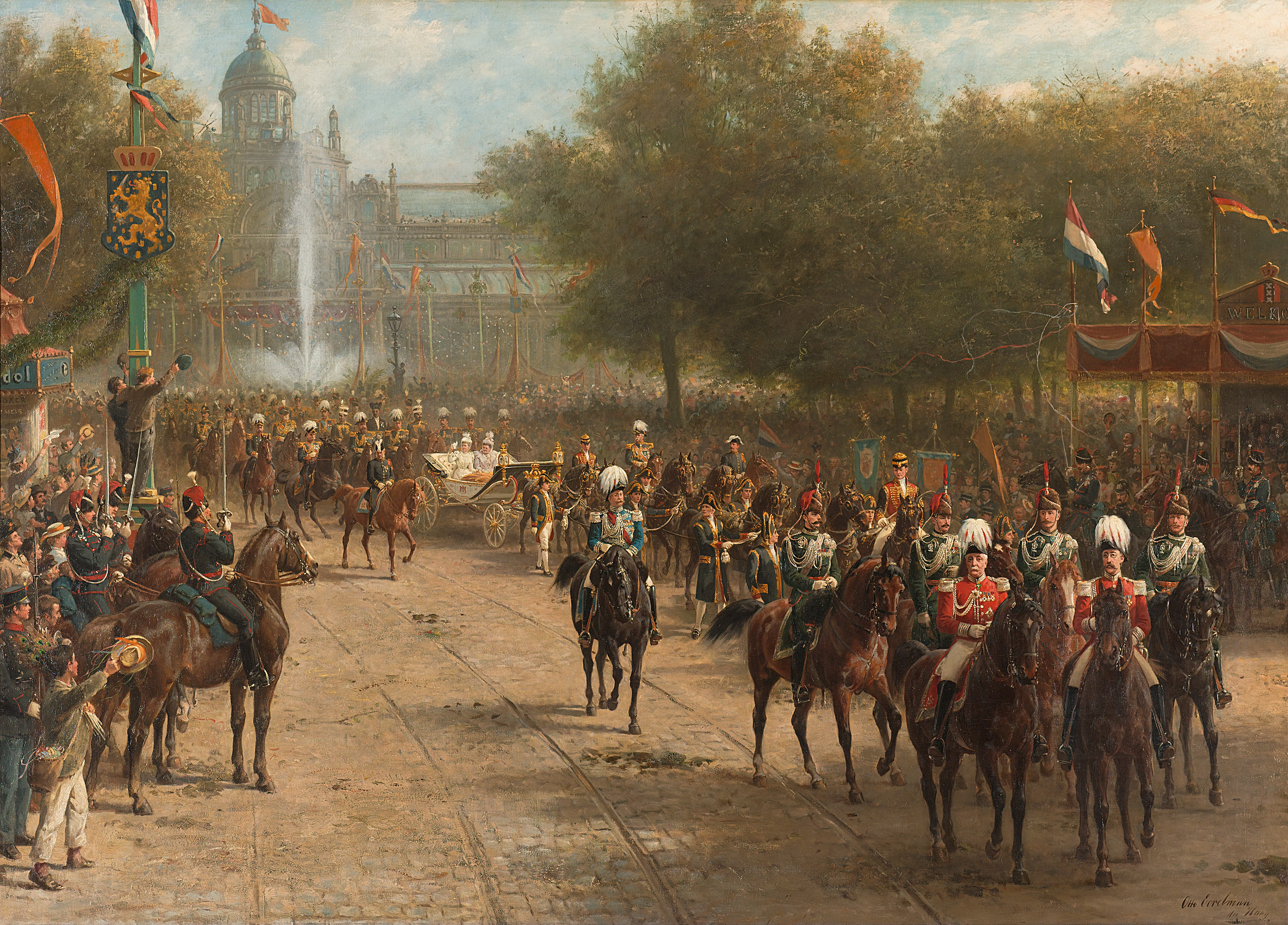 Het Frederiksplein te Amsterdam tijdens de intocht van koningin Wilhelmina, 5 september 1898 Rijksmuseum SK-A-1849