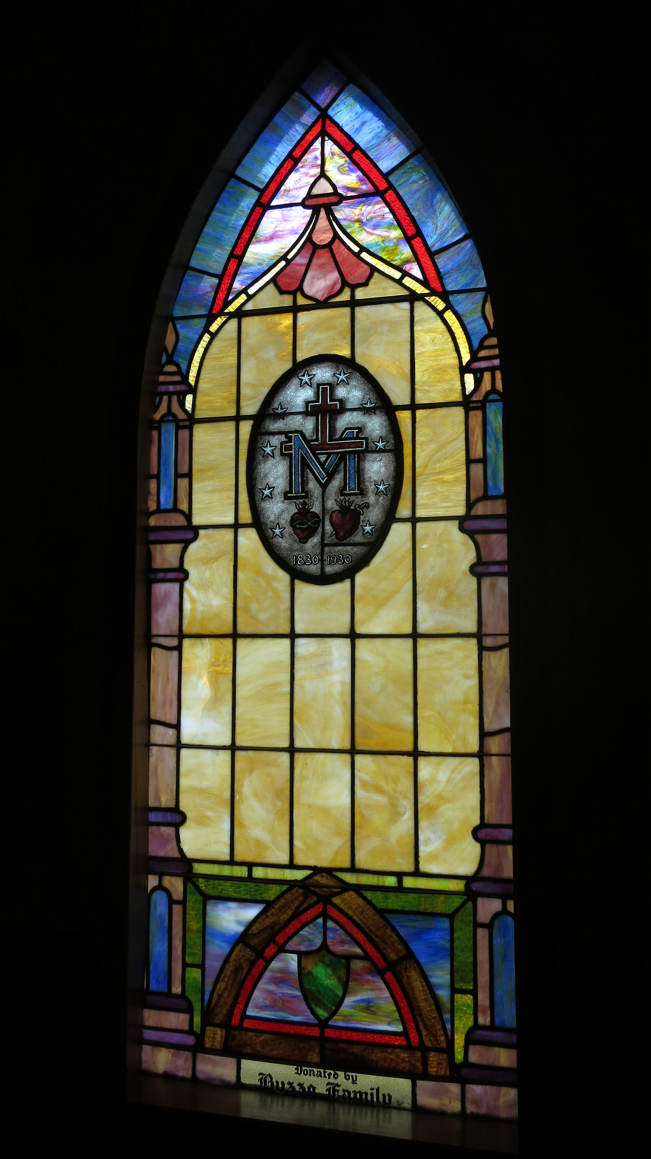 Holy Family Catholic Church (North Baltimore, Ohio) - stained glass, Miraculous Medal 2