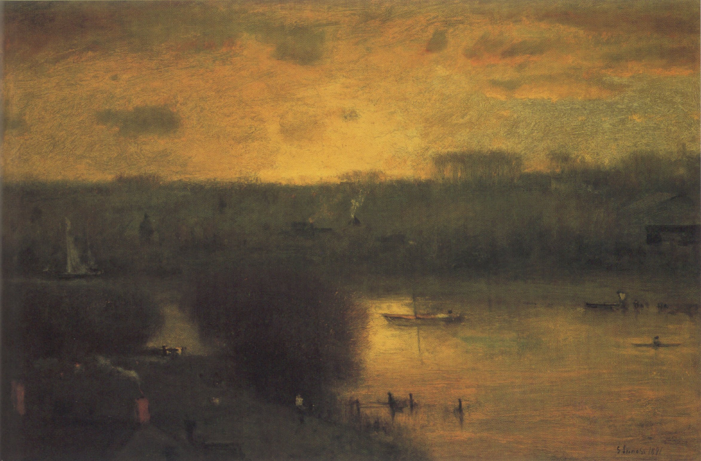 Inness - Sunset on the Passaic, oil on canvas, 1891