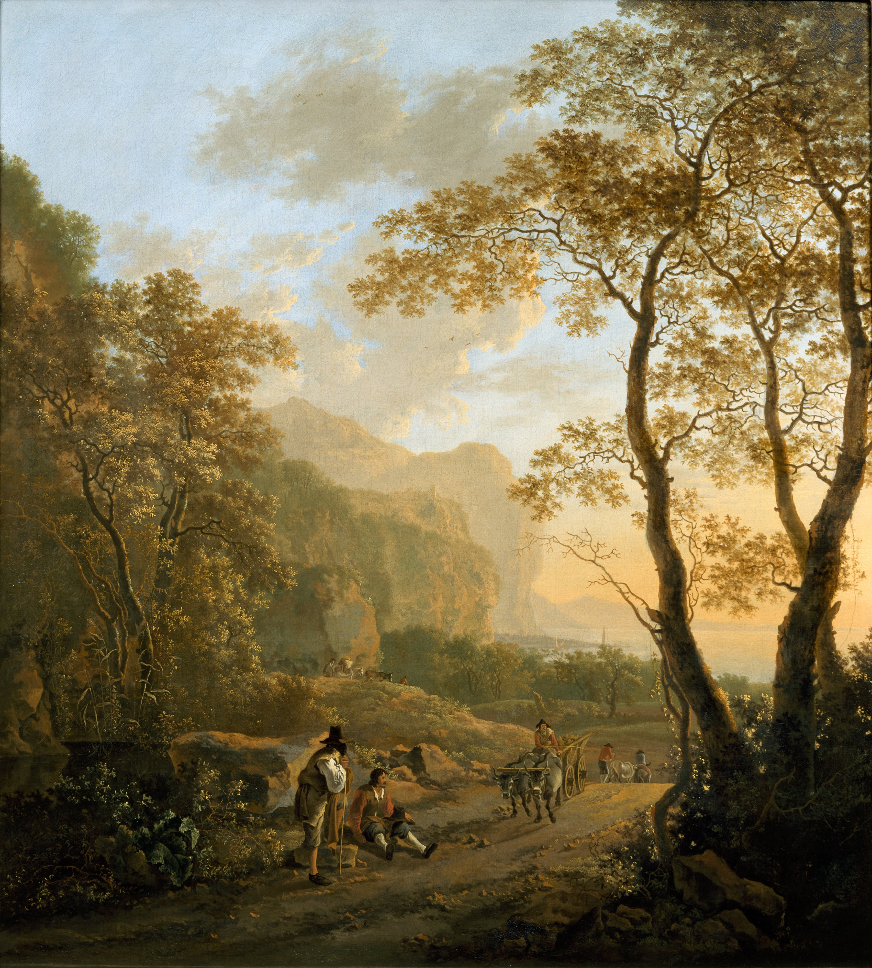 Jan Both - Landscape with Resting Travellers and Oxcart - Google Art Project