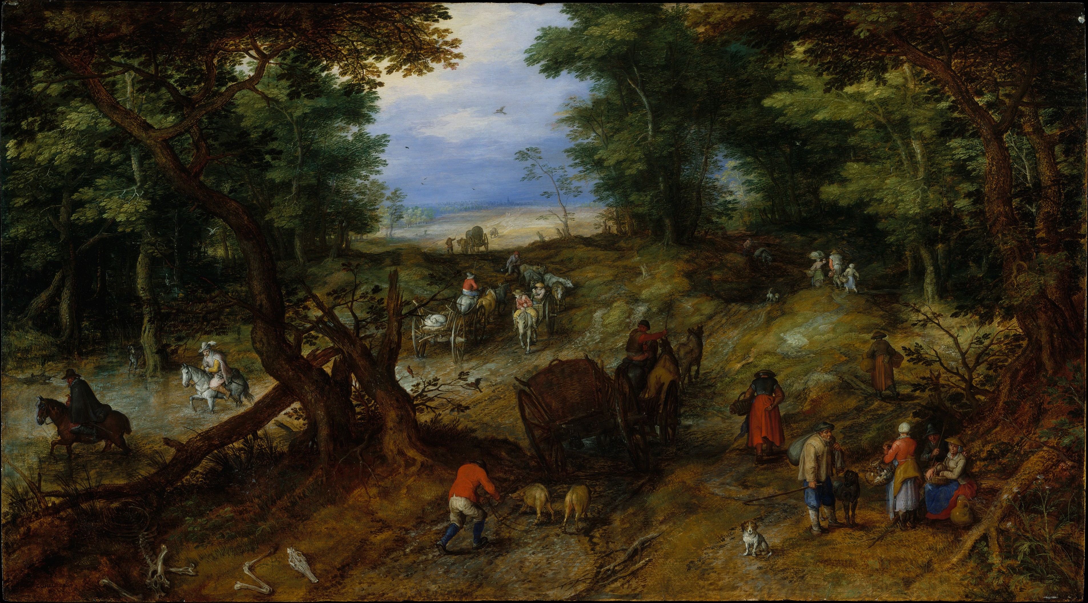 Jan Brueghel (I) - A Woodland Road with Travelers