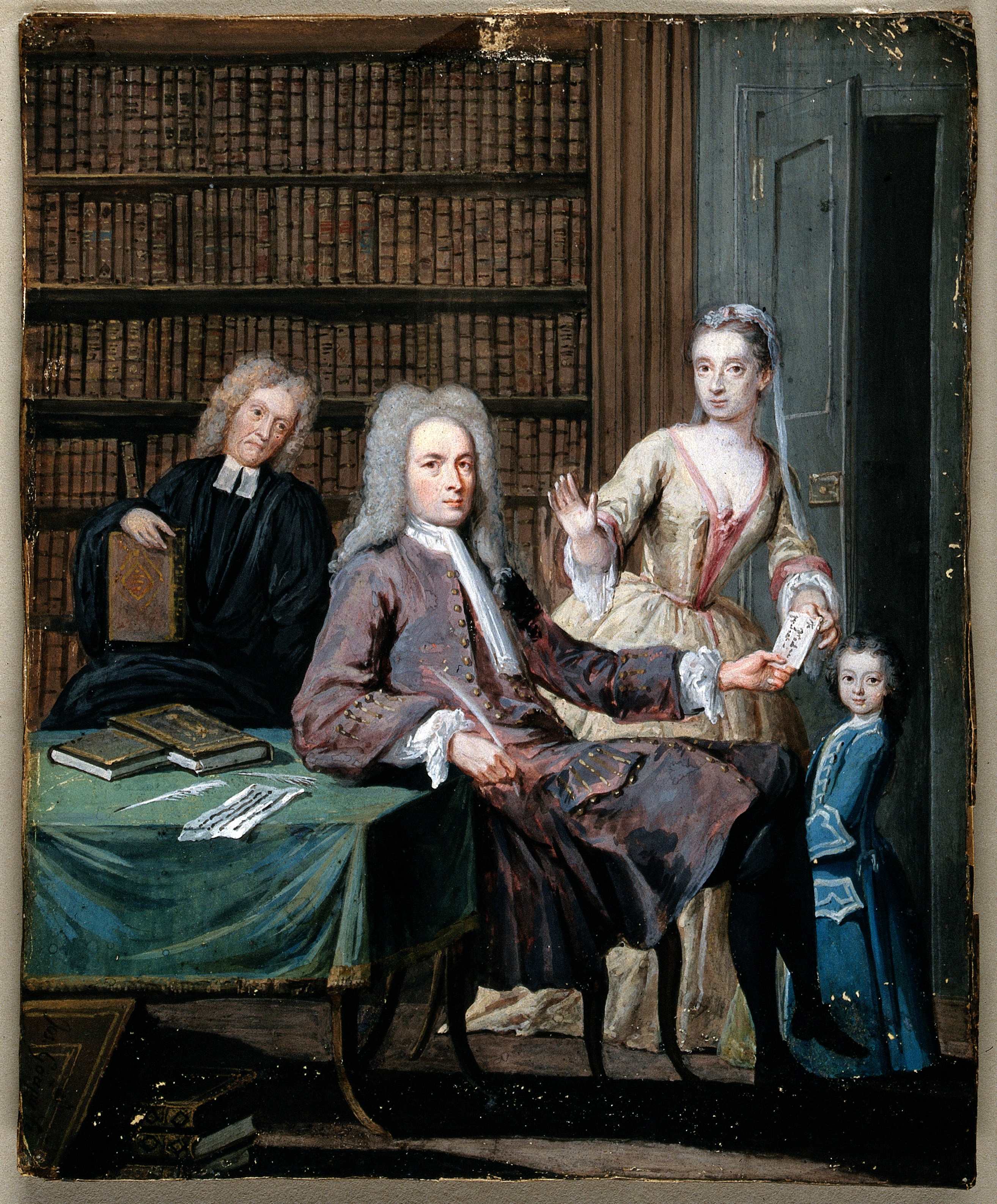 Jean Misaubin and his family. Gouache painting by Joseph Gou Wellcome V0048053