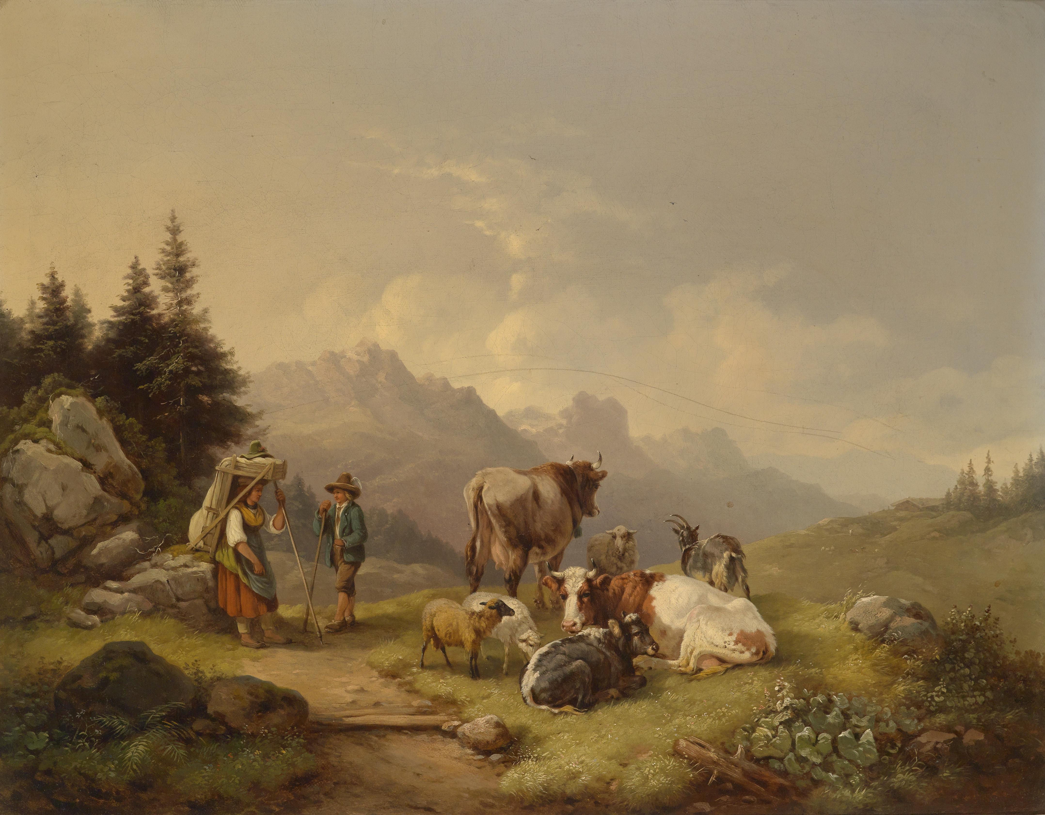 Josef Heicke (attr) Rast auf der Alm