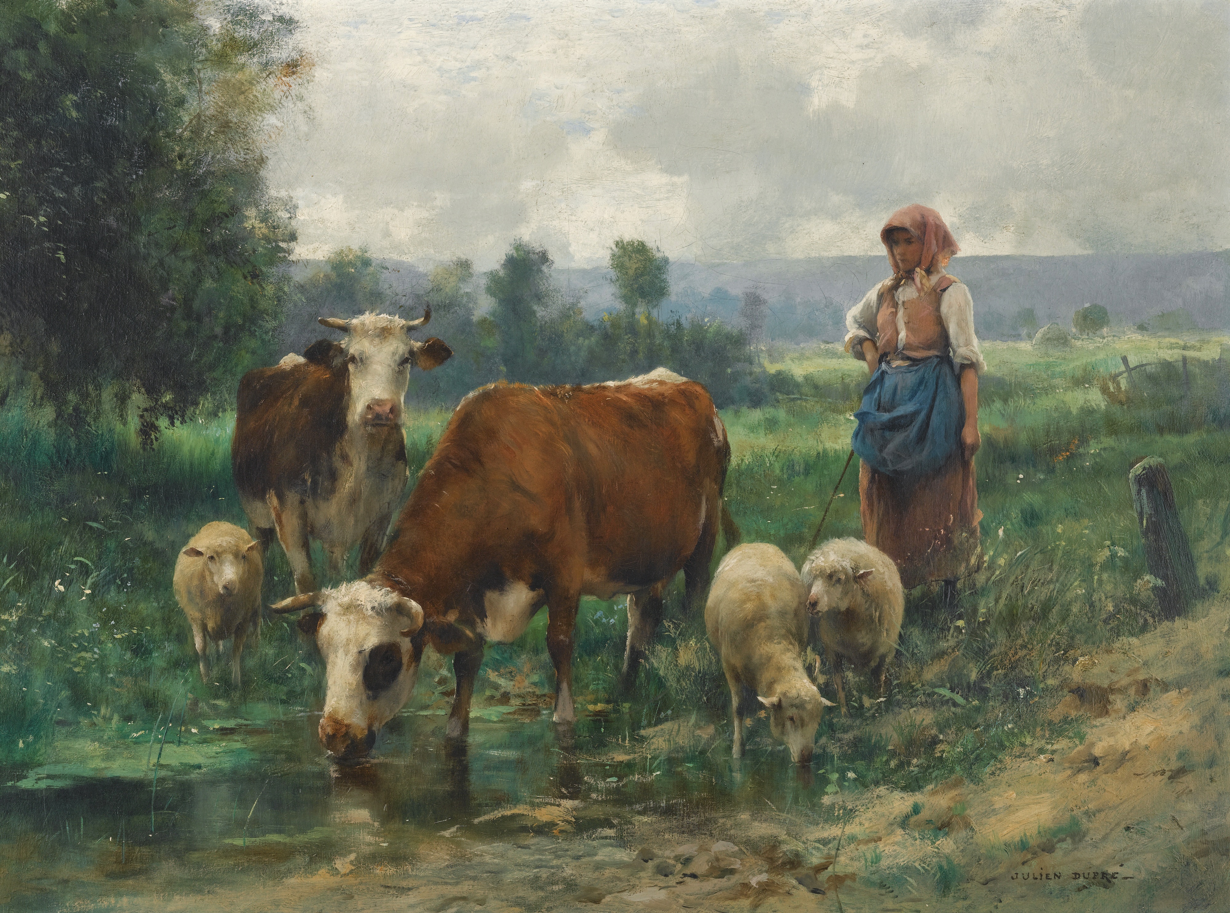Julien Dupré - La bergère avec son troupeau