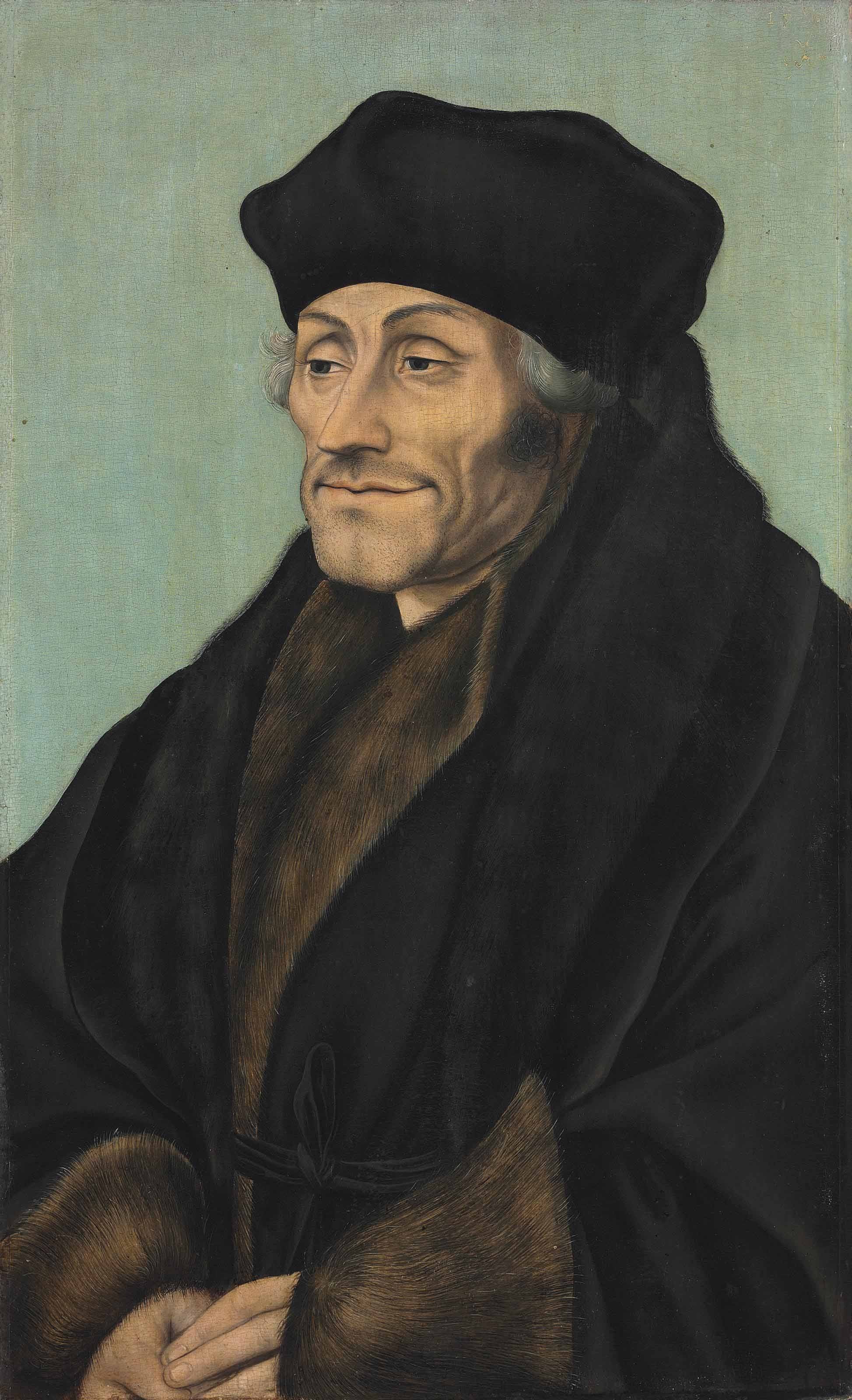 Lucas Cranach d.Ä. (Werkst.) - Porträt des Erasmus von Rotterdam