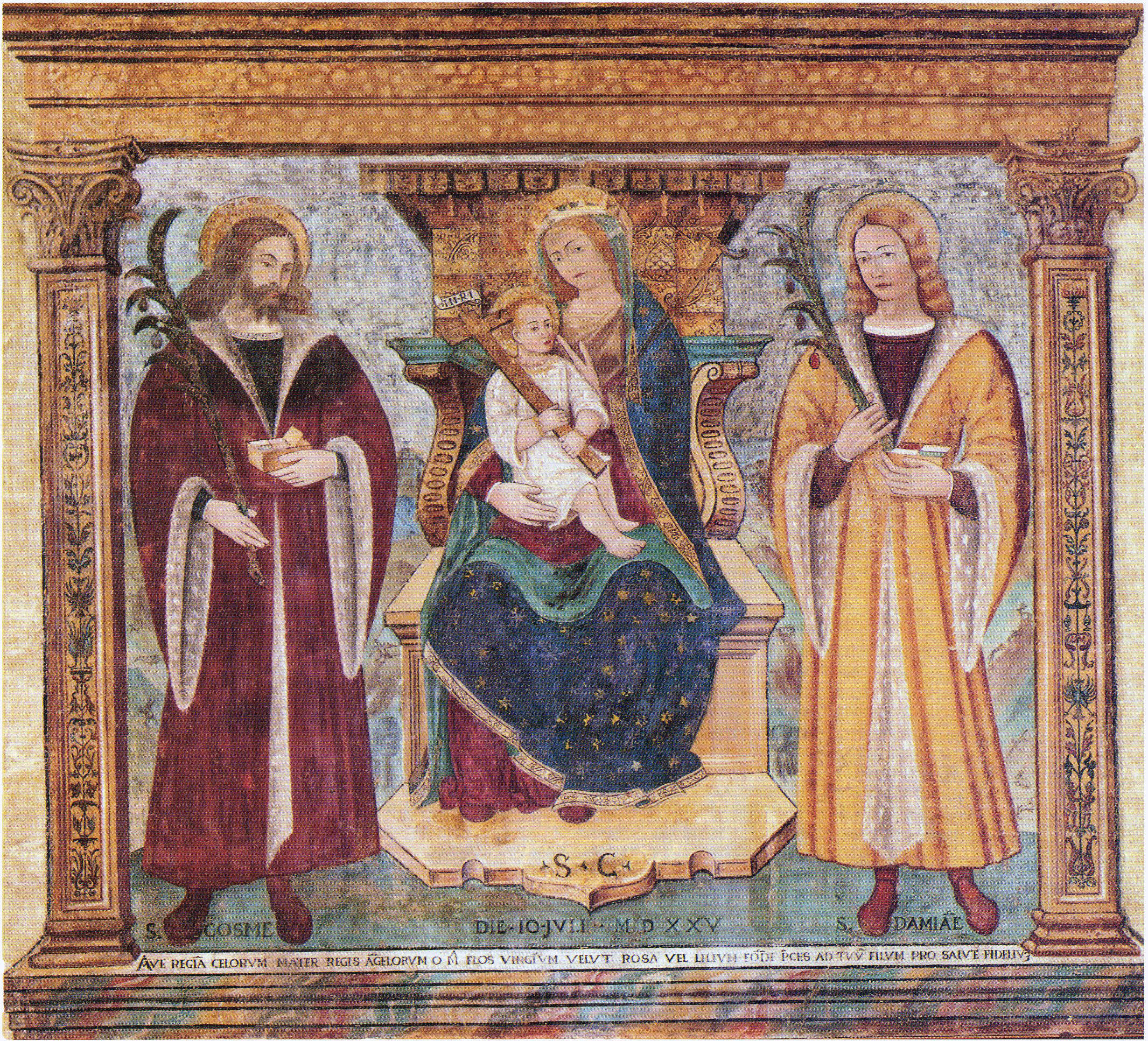 Madonna col bambino tra i santi cosma e damiano
