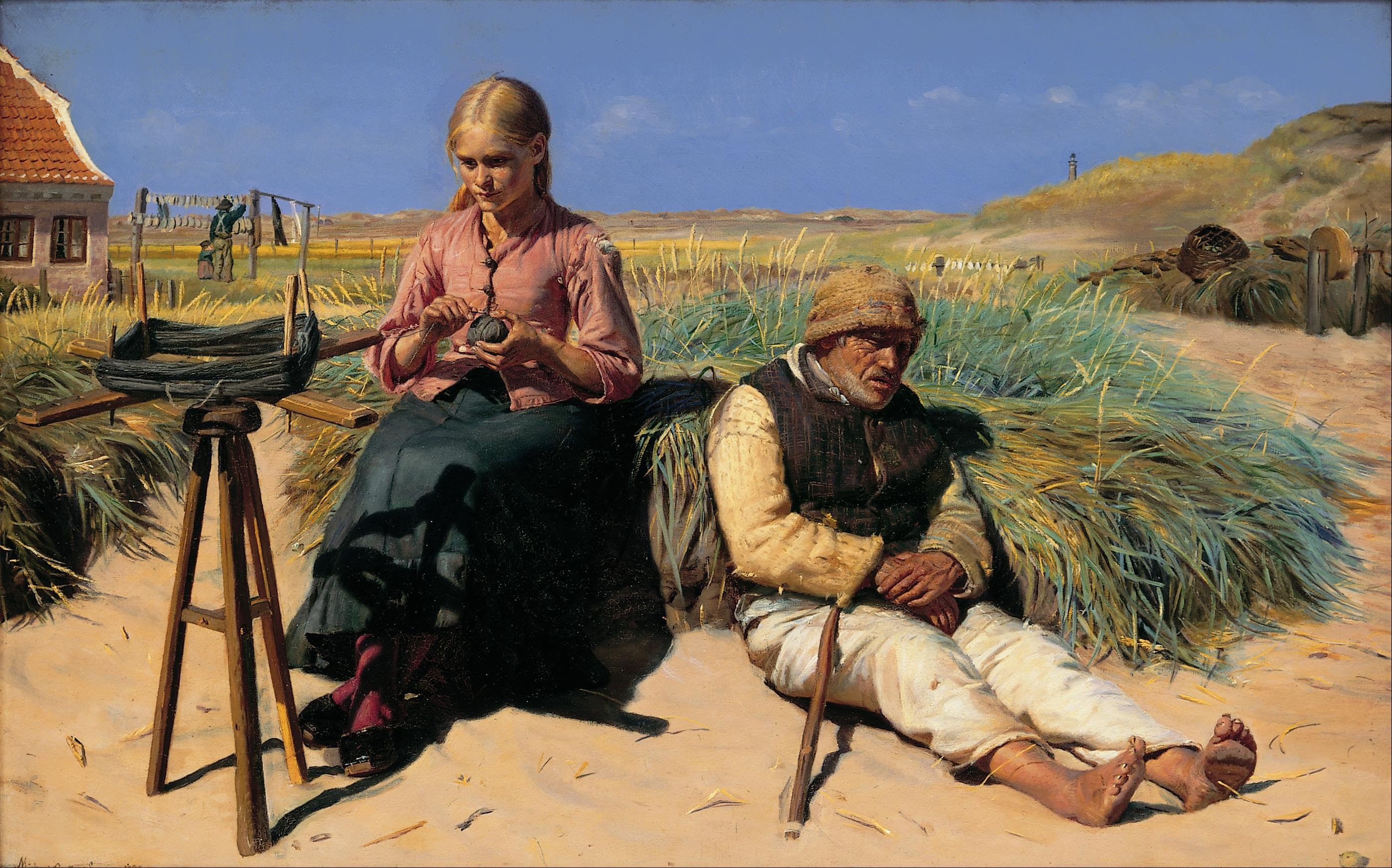 Michael Ancher - Figures in a landscape. Blind Kristian and Tine among the dunes - Google Art Project
