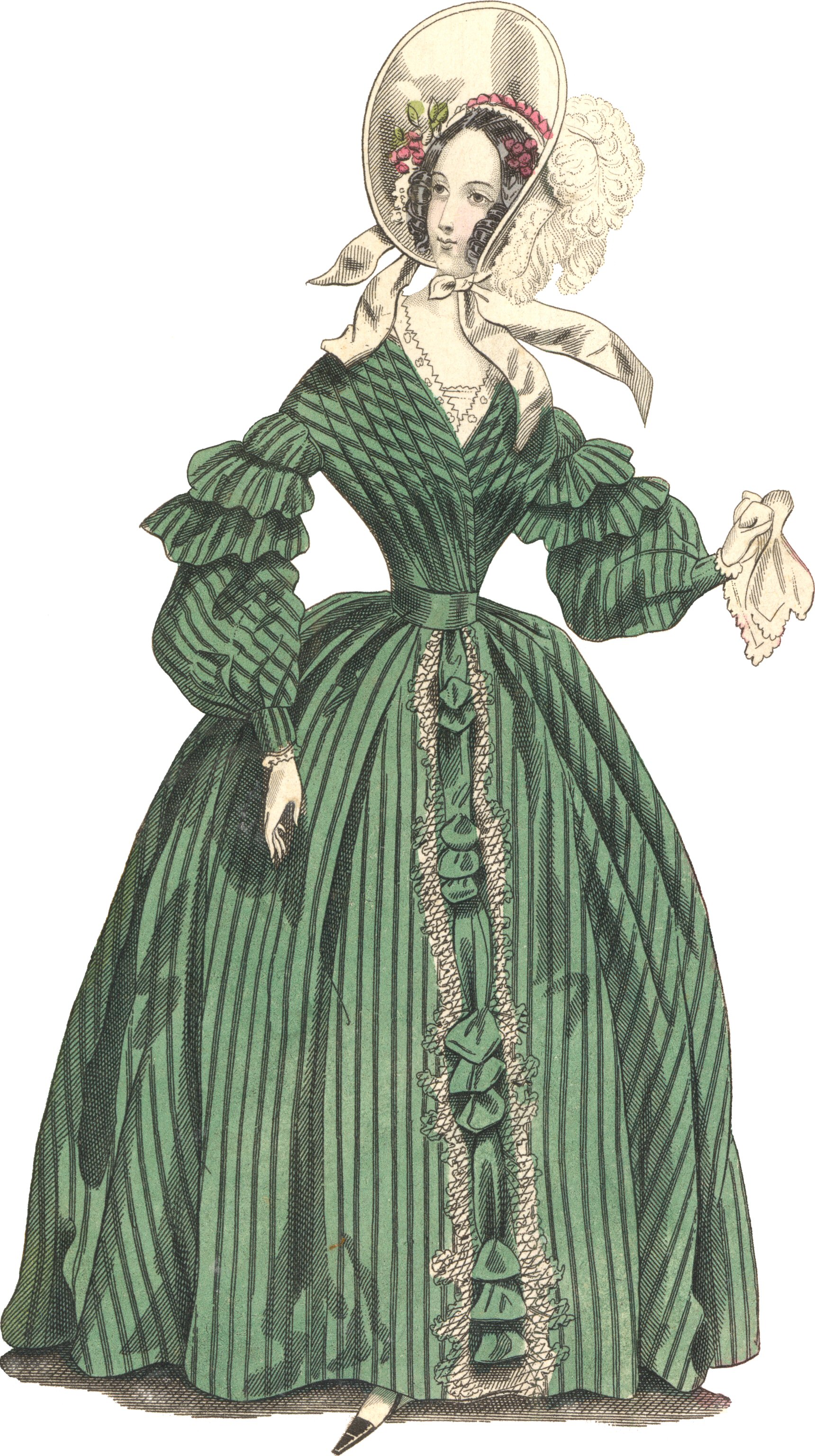 MORNING DRESS Pelisse robe of striped silk
