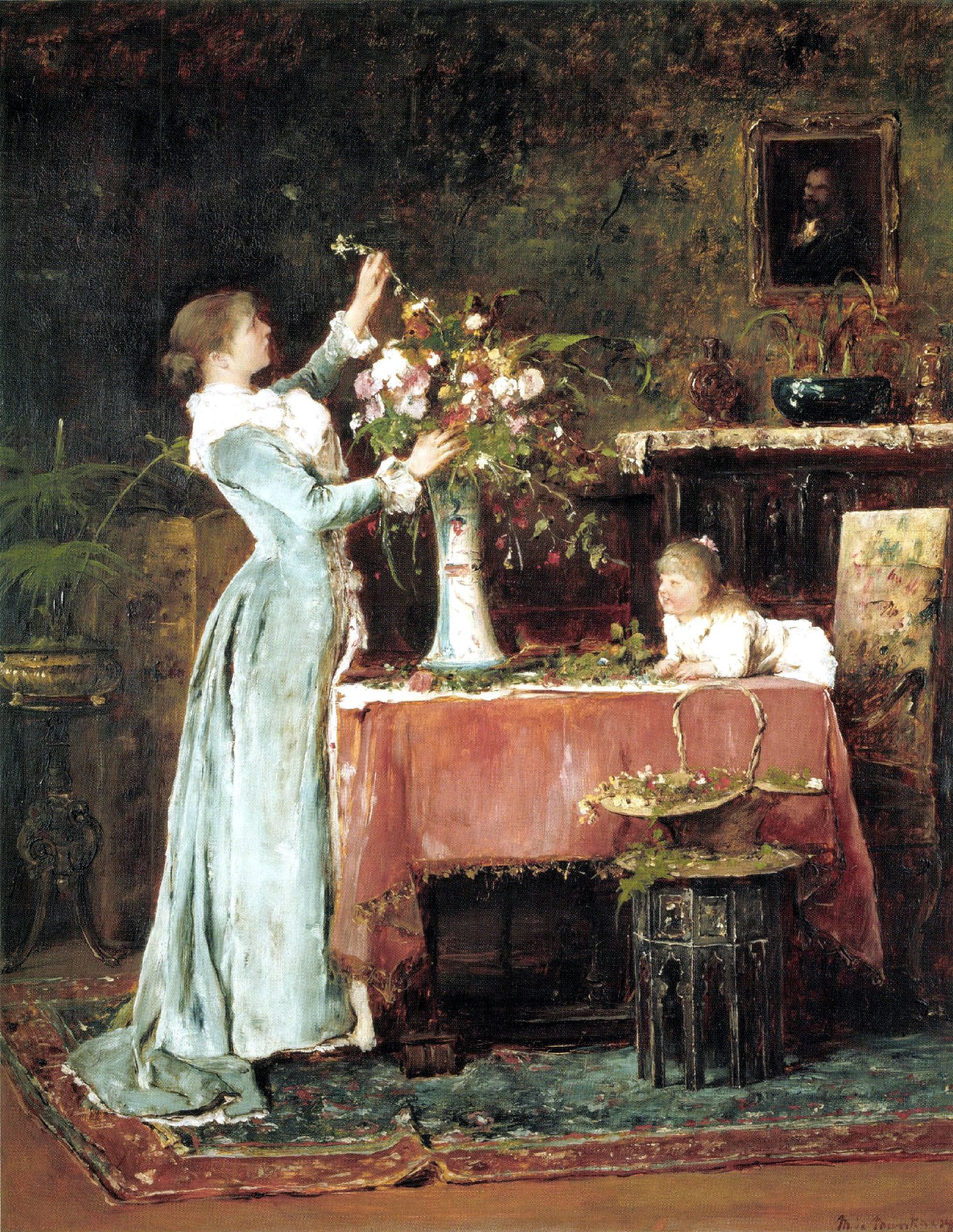 Munkácsy Woman Arranging Flowers 1881-1882