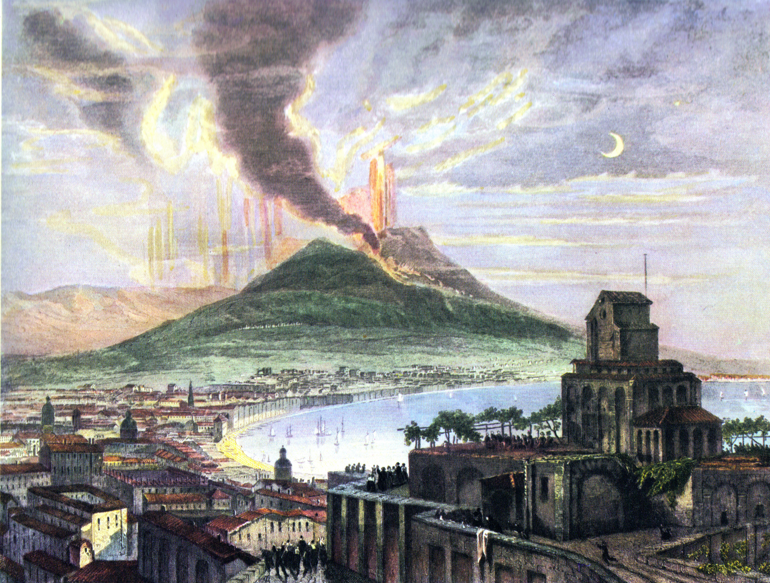Napoli Mount Vesuvius 1858 engraving