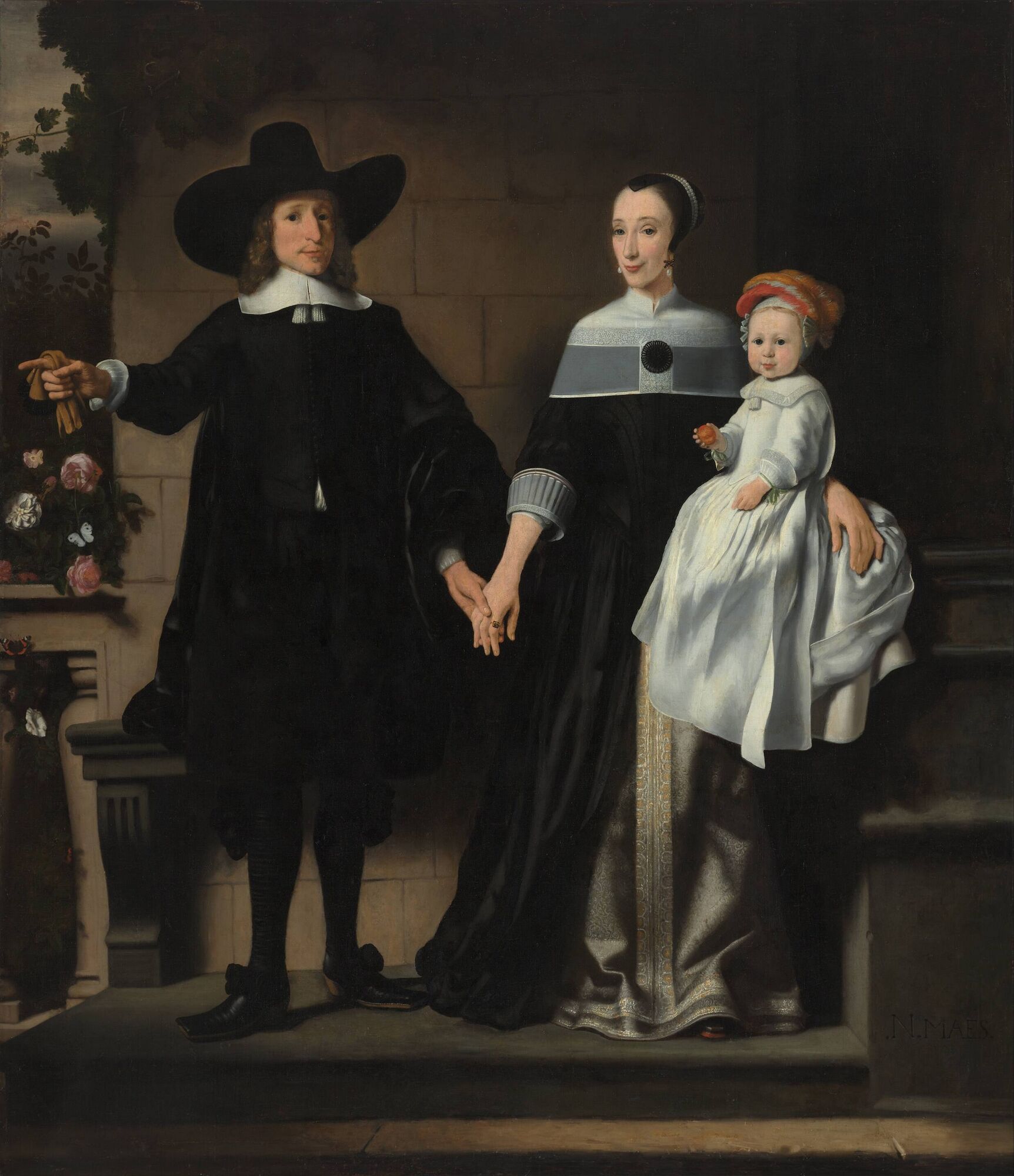 Nicolaes Maes Portrait of a Married Couple with a Child