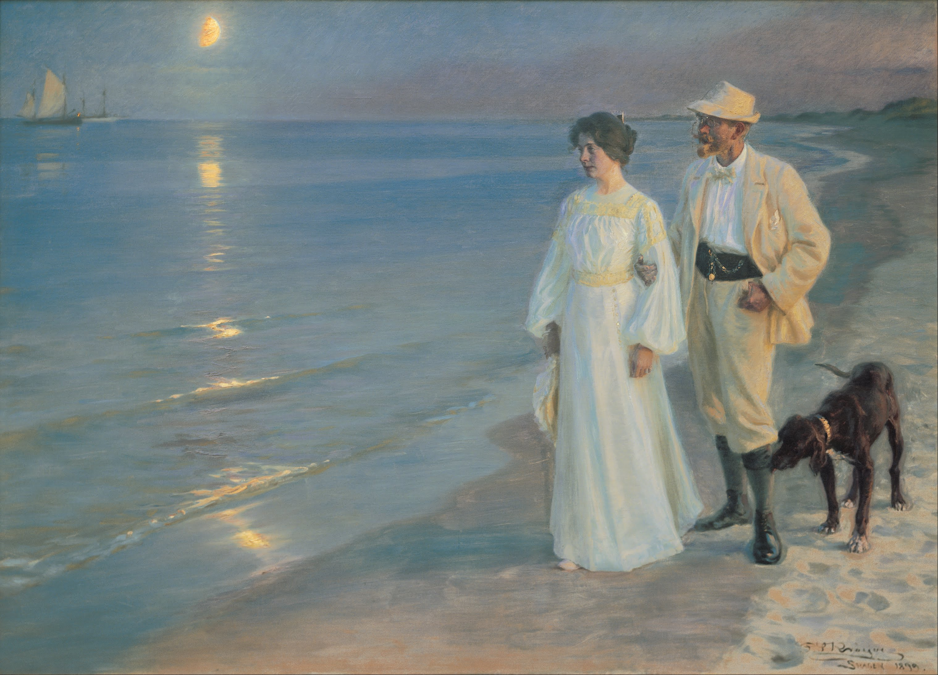 Peder Severin Krøyer - Summer evening on the beach at Skagen. The painter and his wife. - Google Art Project