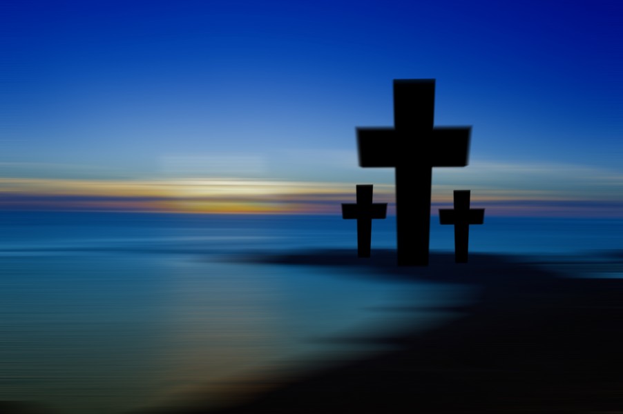 Christian cross with blue background