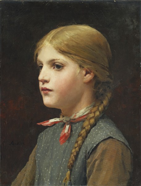 Albert Anker - Brustbild eines Mädchens