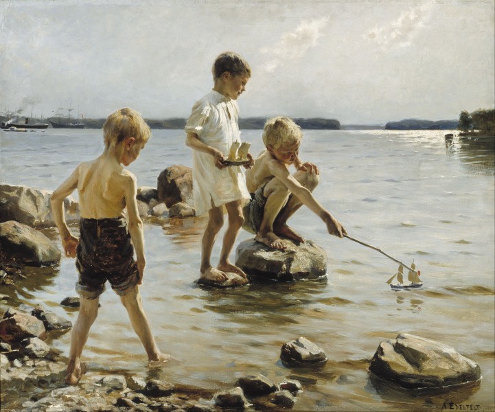 Albert Edelfelt - Boys Playing on the Shore - Google Art Project