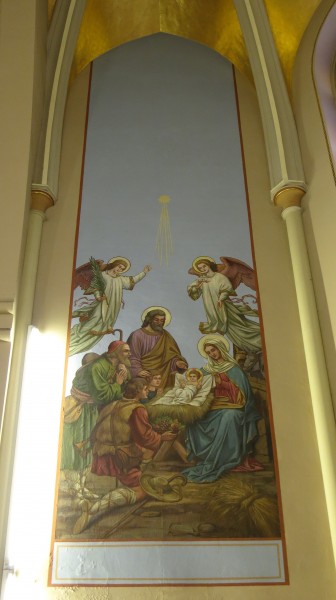All Saints Catholic Church (St. Peters, Missouri) - sanctuary mural, the Adoration of the Shepherds