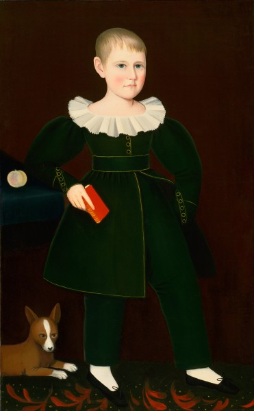 Ammi Phillips, American - Blond Boy with Primer, Peach, and Dog - Google Art Project