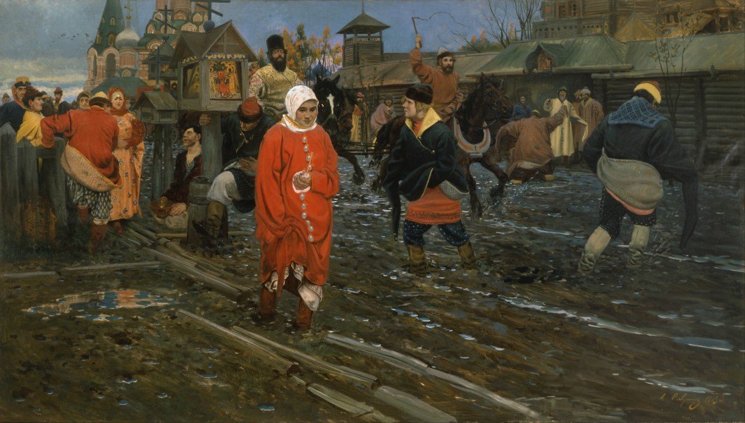 Andrei Ryabushkin - Seventeenth-Century Moscow Street on a Public Holiday - Google Art Project