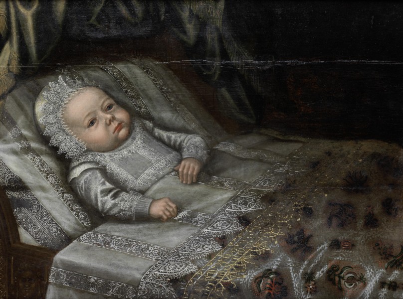 Anglo-Dutch School 17th c Portrait of a baby in lace costume